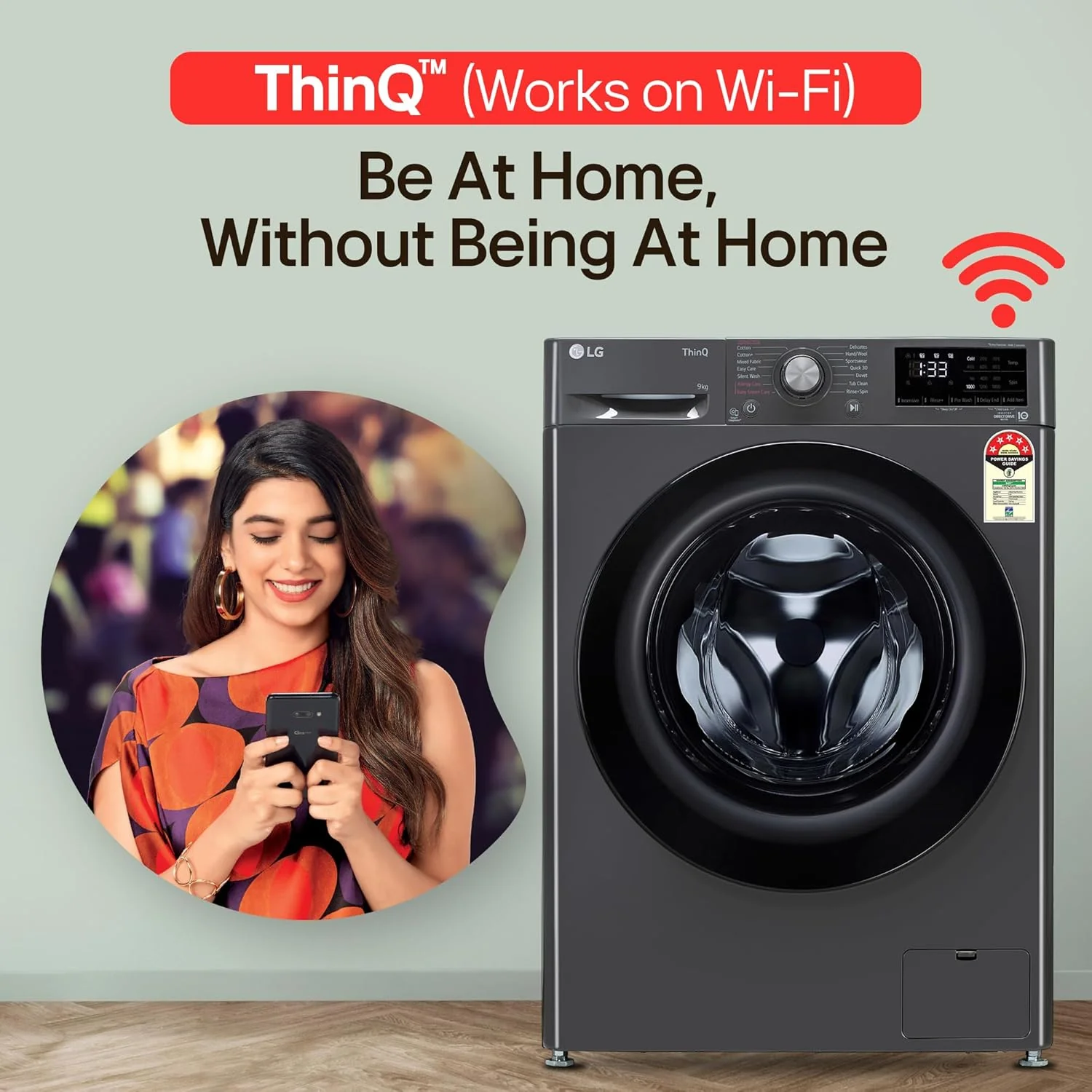 LG Smart Choice, 9 Kg, 5 Star, AI Direct Drive Technology, Steam, 6 Motion DD & Wi-Fi Fully-Automatic Front Load Washing Machine (FHP1209Z5M, Intelligent & Convenient Fabric Care, Middle Black) - Image 7