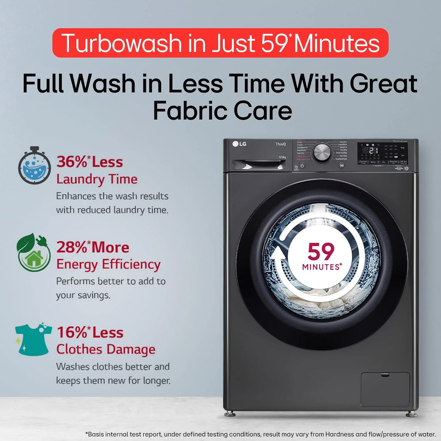 LG Smart Choice, 9 Kg (Wash) / 5 Kg (Dry), Ai Direct Drive Technology, Steam, TurboWash &amp; Wi-Fi Fully Automatic Front Load Washer Dryer (FHD0905SWM, Intelligent &amp; Convenient Fabric Care, Middle Black) - Image 7