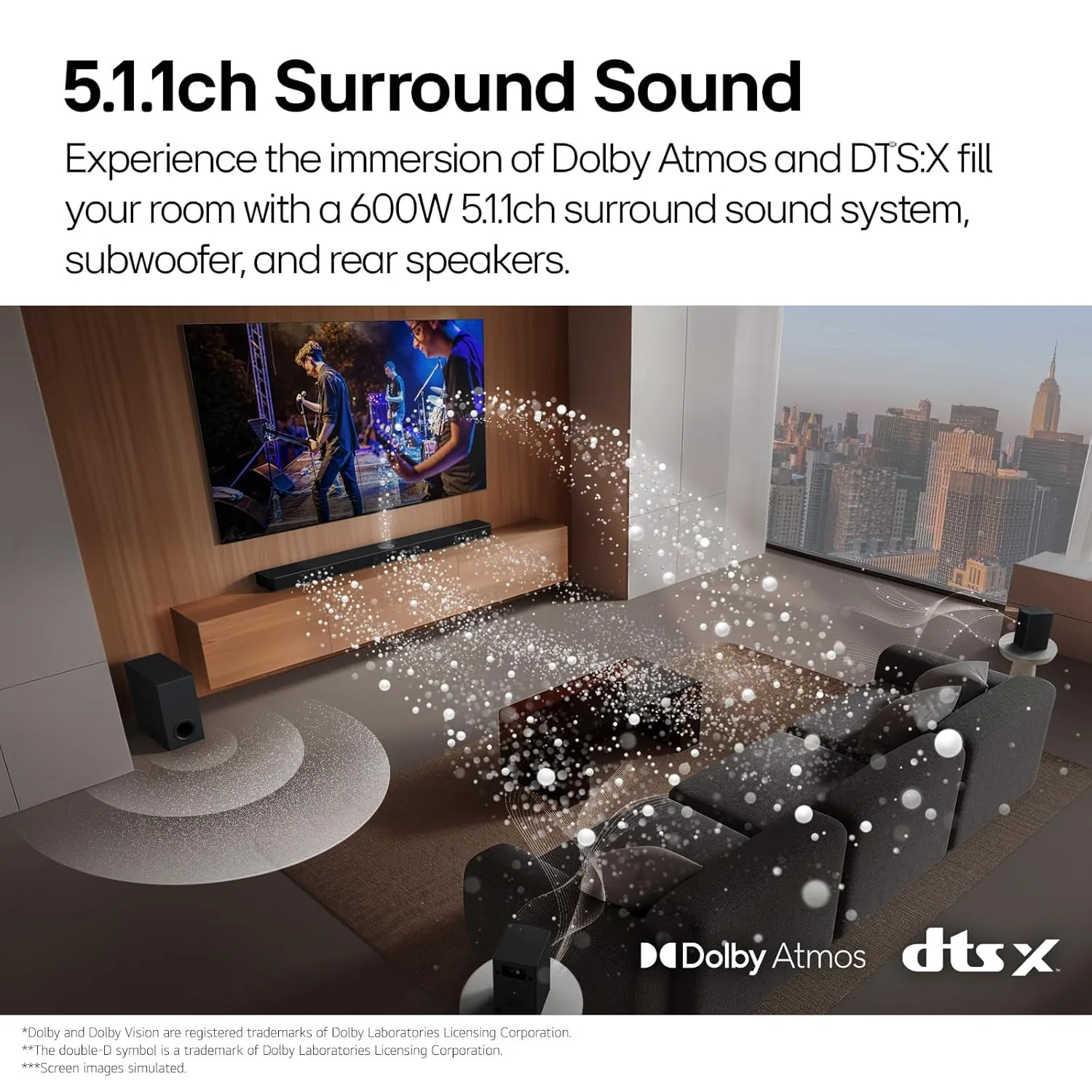 LG SQ75TR, 600W, 5.1.1Ch Home Theater Soundbar with Dolby Atmos, Center Up-Firing Speaker, AI Sound Pro, Wow Synergy, Wireless Subwoofer, Rear Speaker Inbuilt Receiver, QNED Matching Bracket Inside - Image 8