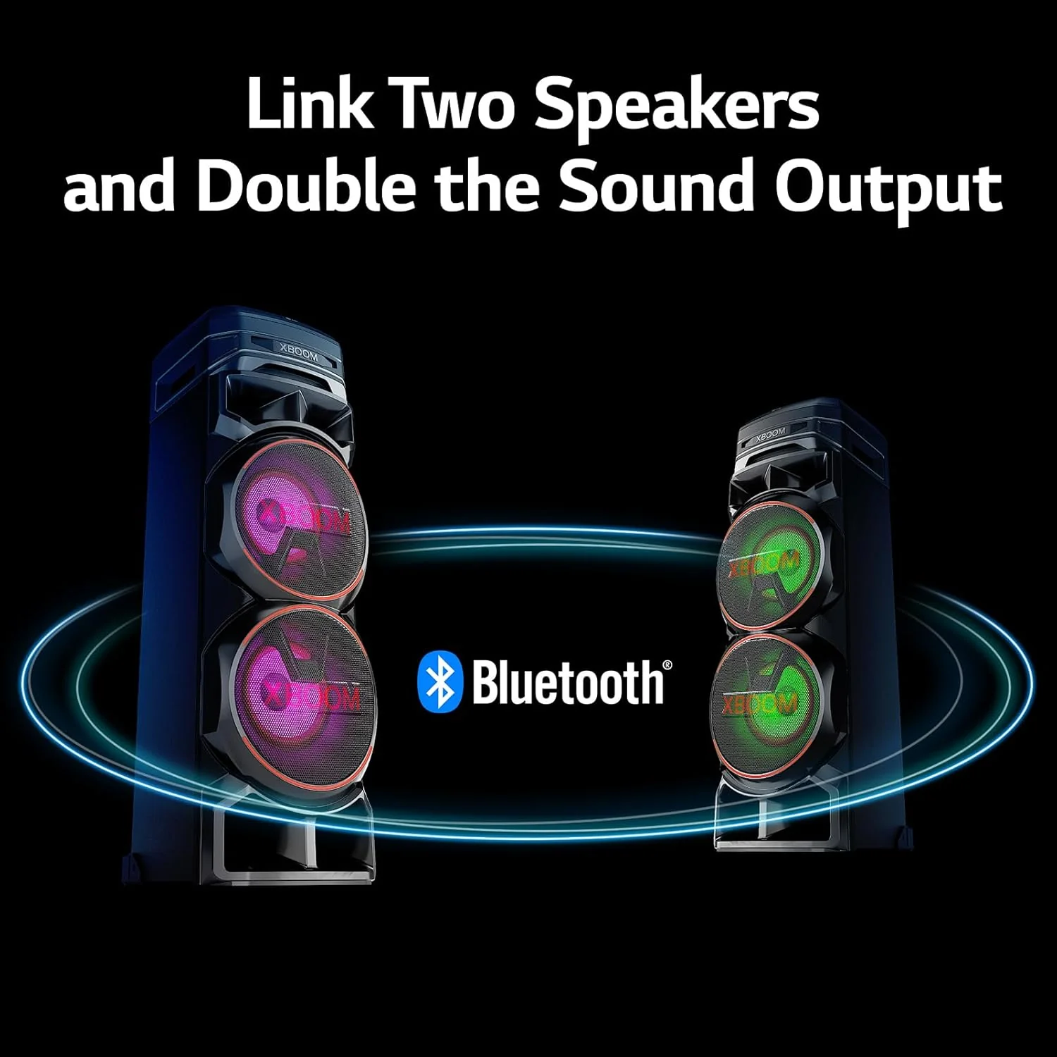 LG XBOOM RNC9 Party Speaker, Multi Color Lighting, Karaoke Feature, 1 Mic + 1 Guitar Input, Wireless Party Link, USB, Bluetooth Connection, XBOOM App - Image 10