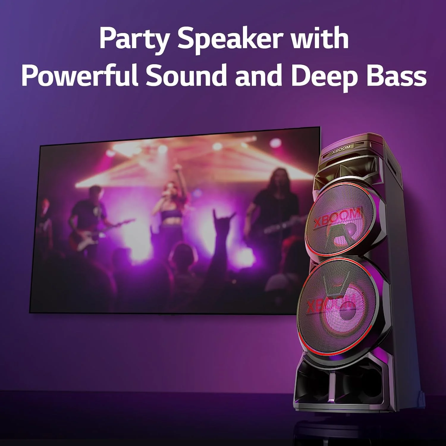 LG XBOOM RNC9 Party Speaker, Multi Color Lighting, Karaoke Feature, 1 Mic + 1 Guitar Input, Wireless Party Link, USB, Bluetooth Connection, XBOOM App - Image 6