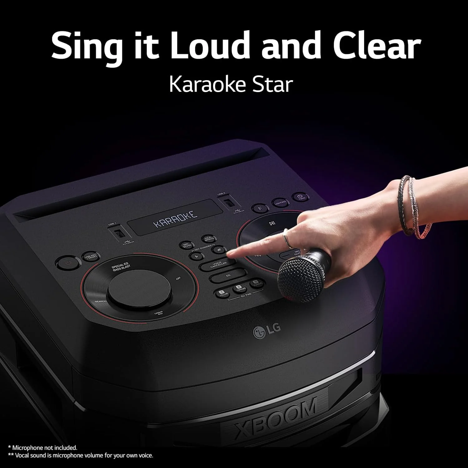 LG XBOOM RNC9 Party Speaker, Multi Color Lighting, Karaoke Feature, 1 Mic + 1 Guitar Input, Wireless Party Link, USB, Bluetooth Connection, XBOOM App - Image 9