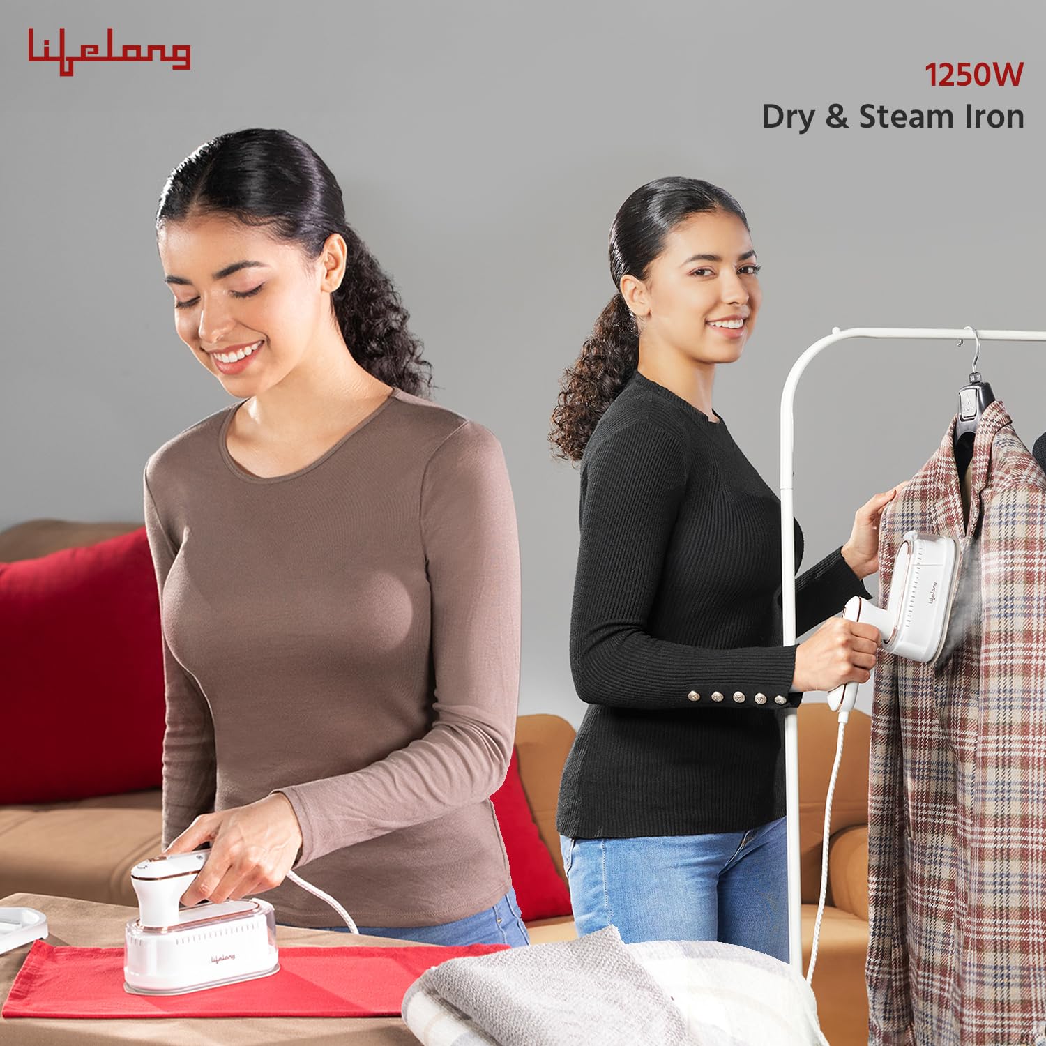 Lifelong 1250 Watt Garment Steamer for Clothes | Handheld Garment Steamer with Rest Stand for Iron | Portable & Foldable Mini Steam Press Suitable For Traveling - 90 ml Tank Capacity (LLGRMS901) - Image 3
