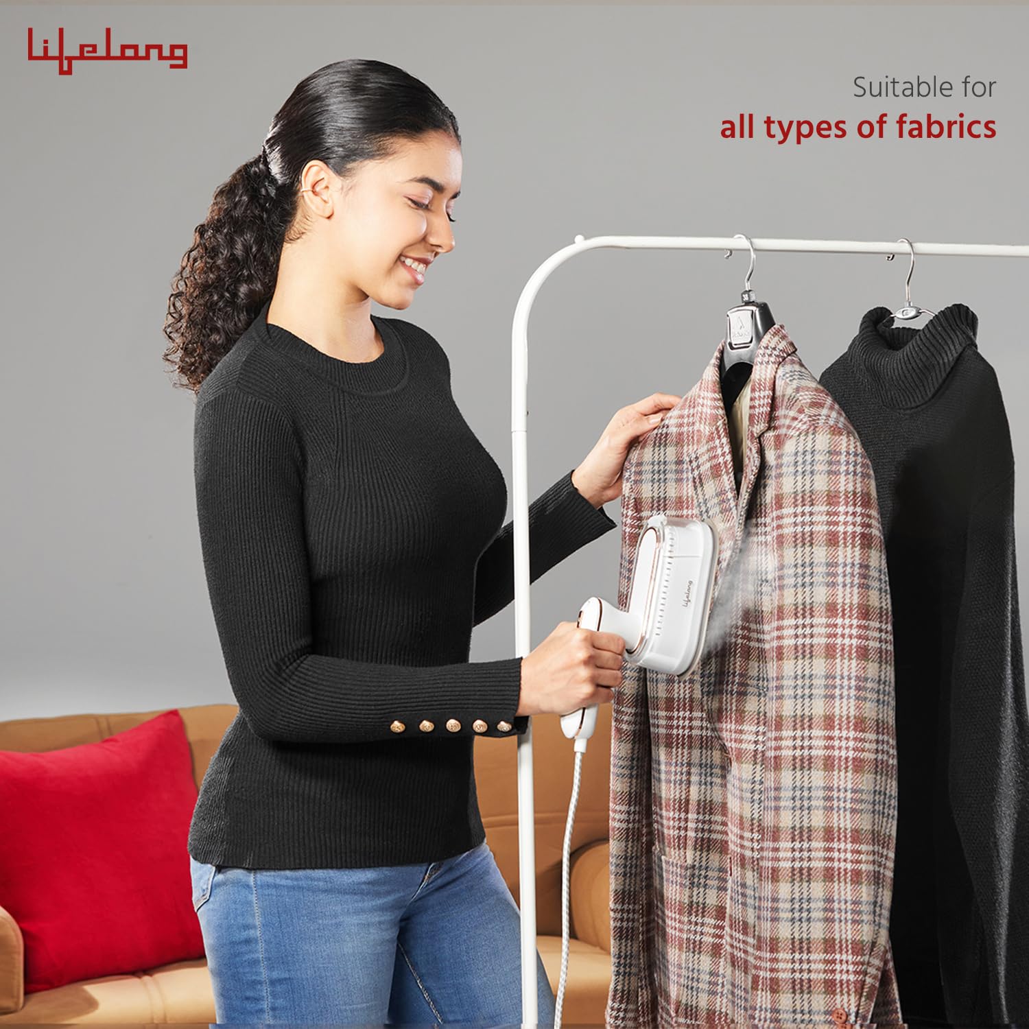 Lifelong 1250 Watt Garment Steamer for Clothes | Handheld Garment Steamer with Rest Stand for Iron | Portable & Foldable Mini Steam Press Suitable For Traveling - 90 ml Tank Capacity (LLGRMS901) - Image 5