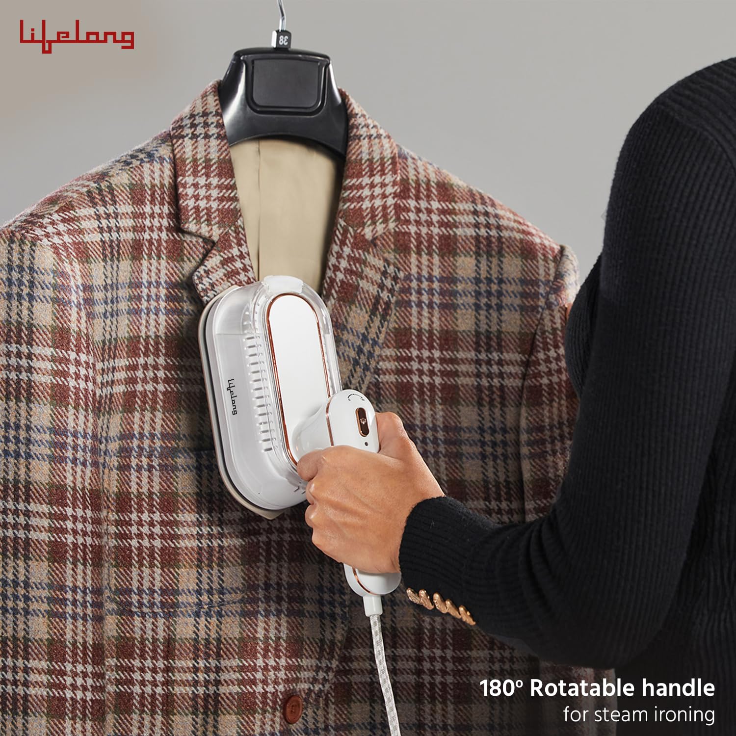 Lifelong 1250 Watt Garment Steamer for Clothes | Handheld Garment Steamer with Rest Stand for Iron | Portable & Foldable Mini Steam Press Suitable For Traveling - 90 ml Tank Capacity (LLGRMS901) - Image 6