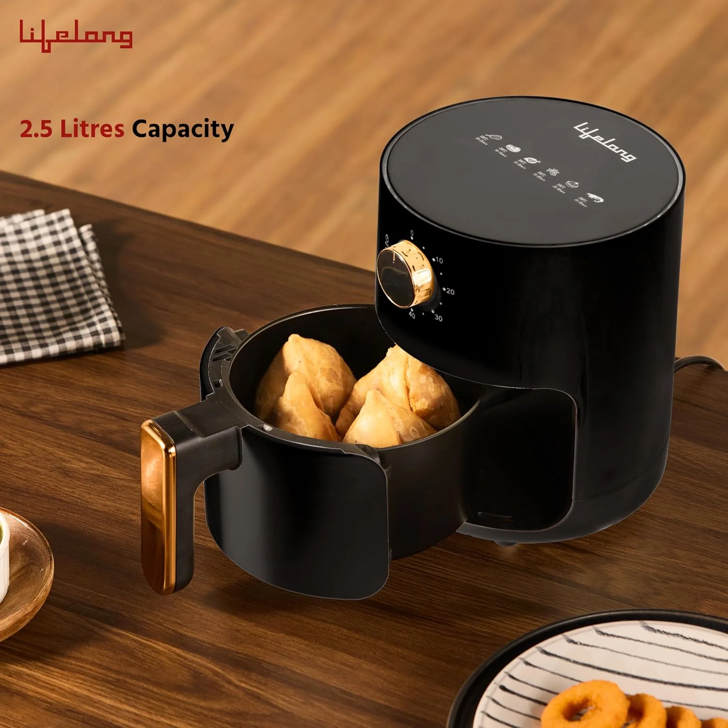 Lifelong 2.5L Air Fryer For Home-800W Small Airfryer Machine To Fry,Bake&amp;Roast With Timer Control-Oil Free Fryer Machine-Electric Air-Fryer With 360° Hot Air Circulation Technology (Llhf26),Black - Image 2