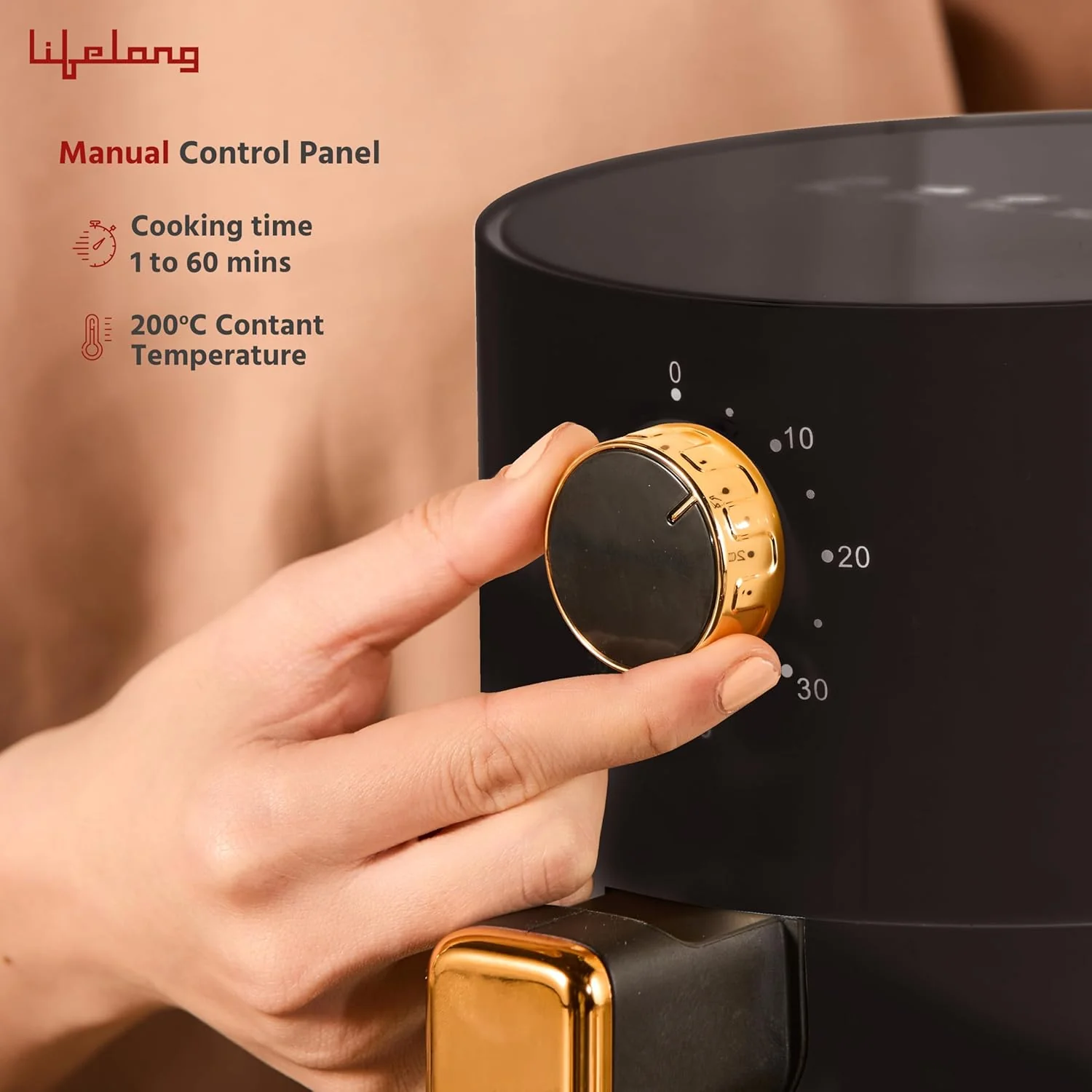 Lifelong 2.5L Air Fryer For Home-800W Small Airfryer Machine To Fry,Bake&amp;Roast With Timer Control-Oil Free Fryer Machine-Electric Air-Fryer With 360° Hot Air Circulation Technology (Llhf26),Black - Image 5