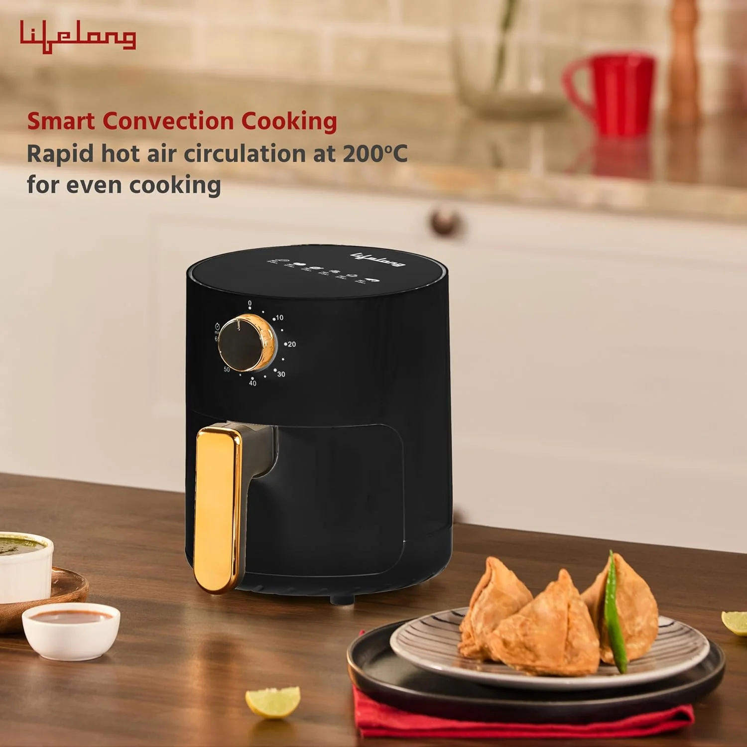 Lifelong 2.5L Air Fryer For Home-800W Small Airfryer Machine To Fry,Bake&amp;Roast With Timer Control-Oil Free Fryer Machine-Electric Air-Fryer With 360° Hot Air Circulation Technology (Llhf26),Black - Image 6