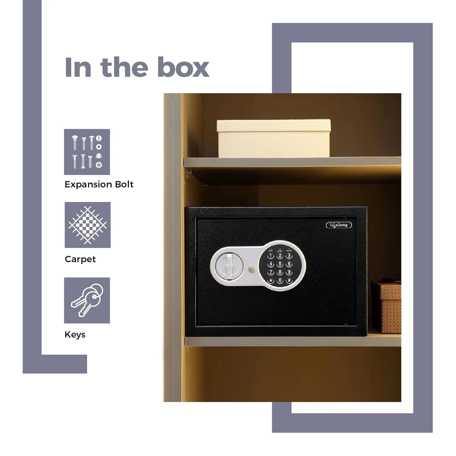 Lifelong 22 L Carbon Steel Digital Safe Locker Box For Home &amp; Office | Inbuilt LED Light | Essential Smart Home Locker for Gold, Jewellery, Cash | Tijori Box, Wardrobe Compatible, 1 Yr Warranty, Black - Image 7