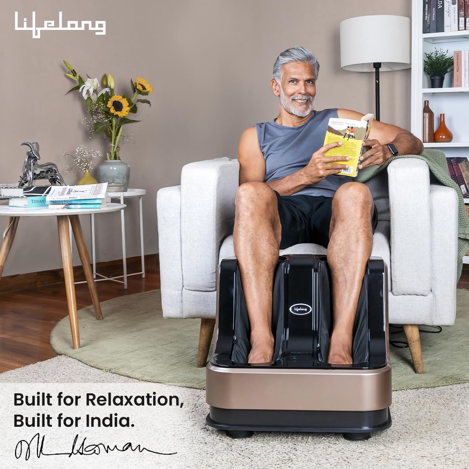 Lifelong Calf, Foot and Leg Massager Machine for Home - Pain Relief Massage for Legs - Heat + 4 Vibration Motors - Rolling, Kneading, and Shiatsu - Improve Blood Circulation, Dark Brown, 80W (LLM99) - Image 6