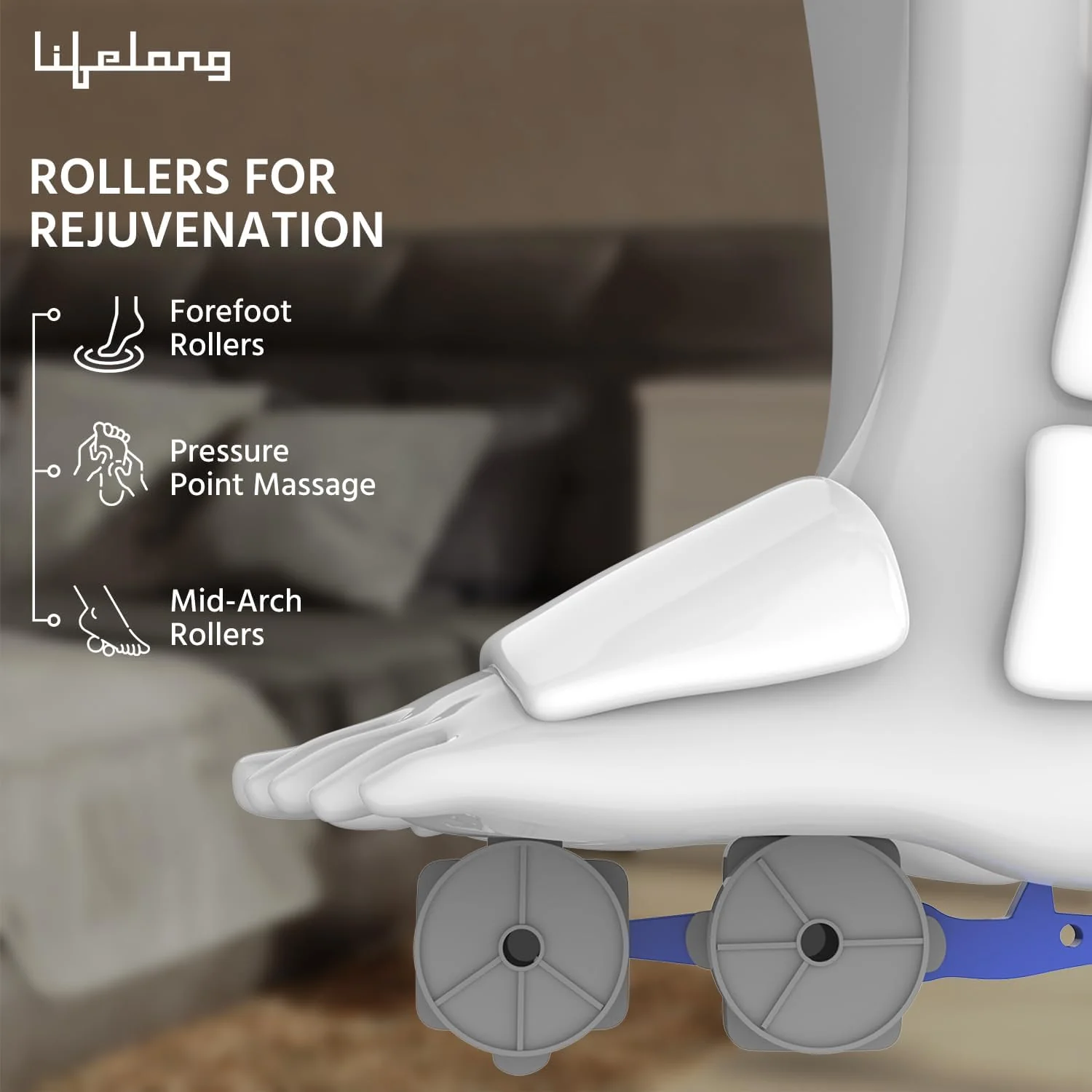 Lifelong Foot Massager Machine For Pain Relief With Heat & Kneading Function - Also Used As Leg Calf Massager - Corded Electric Foot Massage Machine For Home With Customizable Settings (LLM81), Brown - Image 5