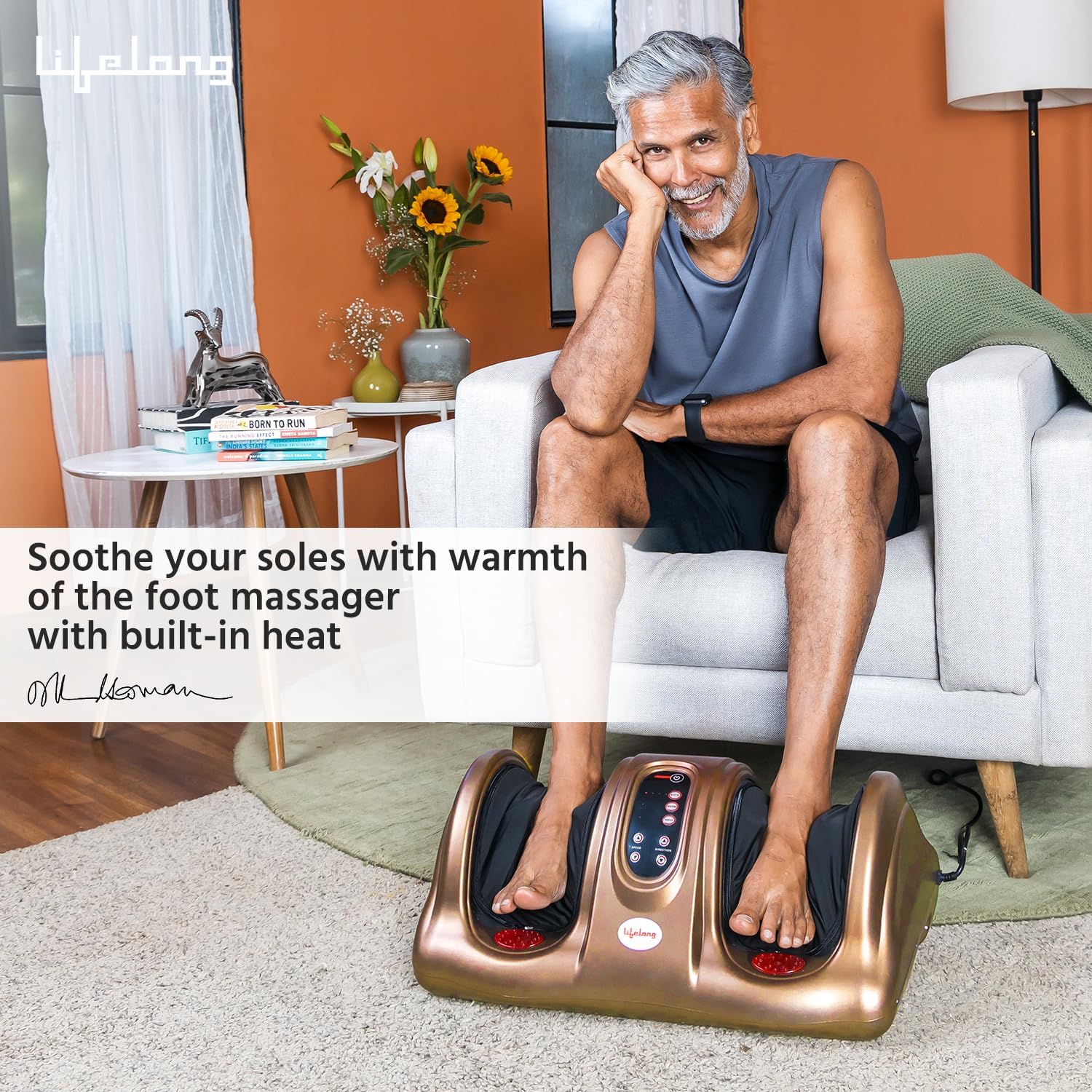 Lifelong Foot Massager Machine For Pain Relief With Heat & Kneading Function - Also Used As Leg Calf Massager - Corded Electric Foot Massage Machine For Home With Customizable Settings (LLM81), Brown - Image 8
