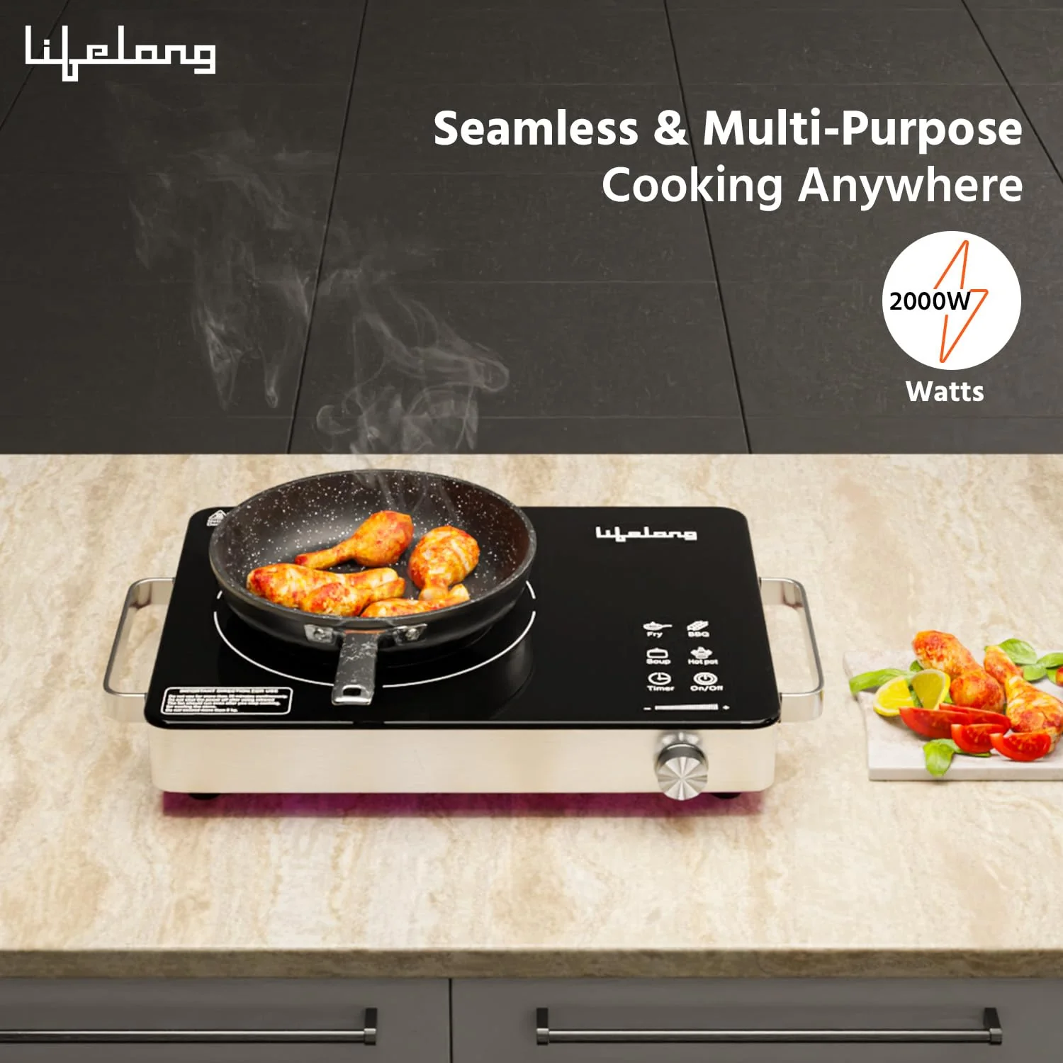 Lifelong LLIRC001 2000W Infrared Induction Stove with Digital Display, Auto Shut-Off & Voltage Protection - Image 3