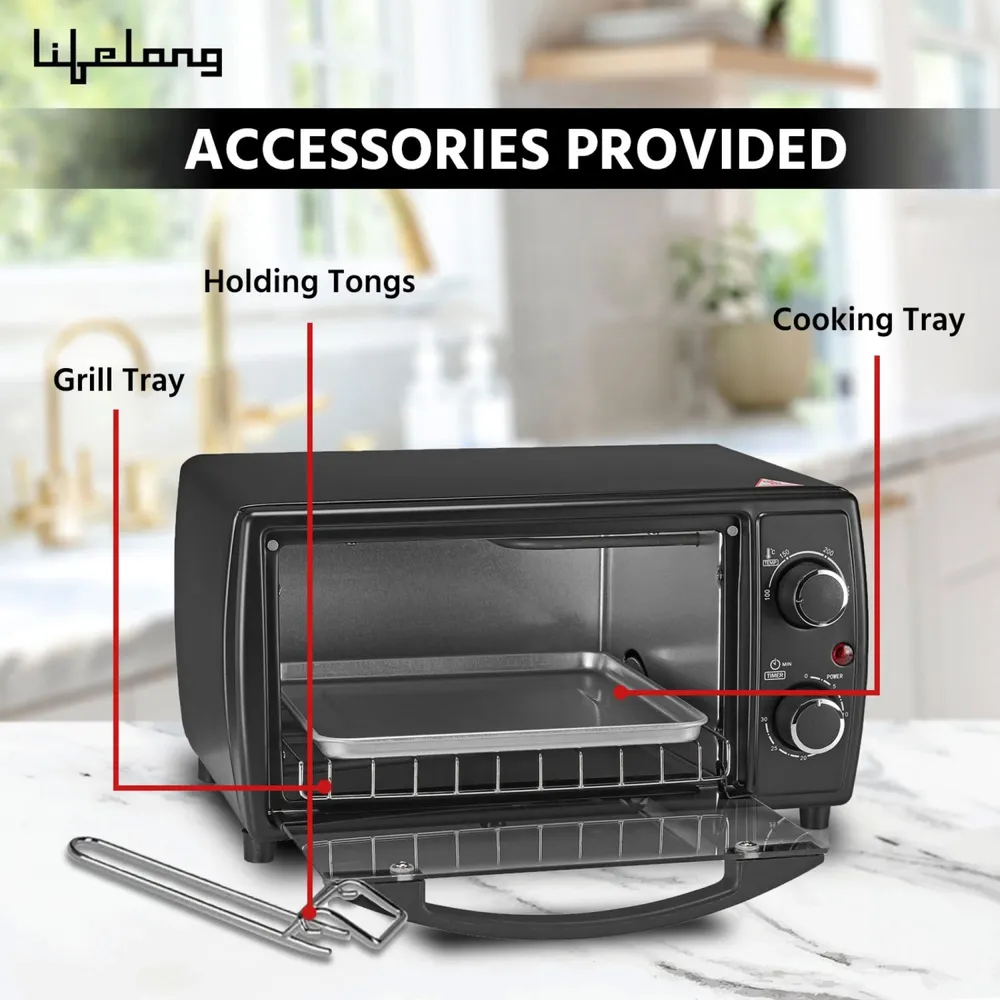 Lifelong OTG 10 Litre β Electric Oven Toaster Griller for Kitchen- 1000 W Auto Shut Off & 30 Minute Timer Control β Machine for Baking Pizza, Cake, Grilling Chicken & Toasting Bread at Home (LLOT10) - Image 5