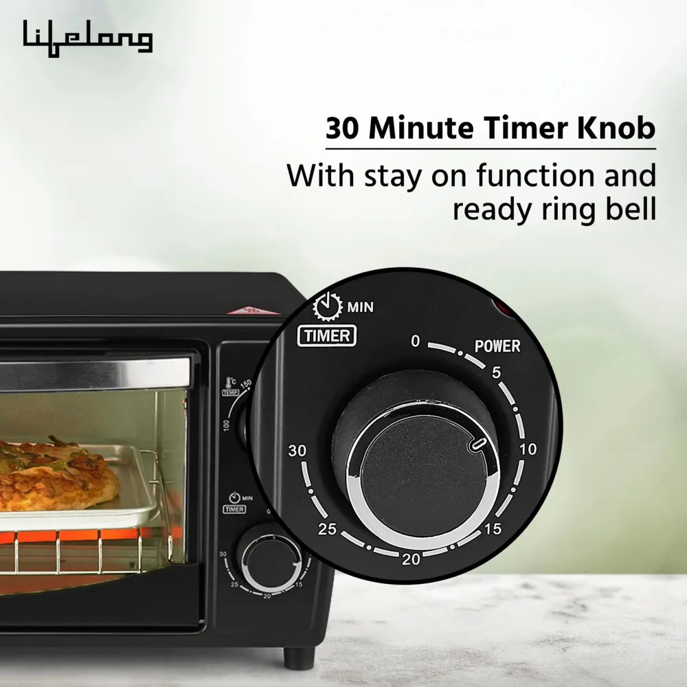 Lifelong OTG 10 Litre β Electric Oven Toaster Griller for Kitchen- 1000 W Auto Shut Off & 30 Minute Timer Control β Machine for Baking Pizza, Cake, Grilling Chicken & Toasting Bread at Home (LLOT10) - Image 6