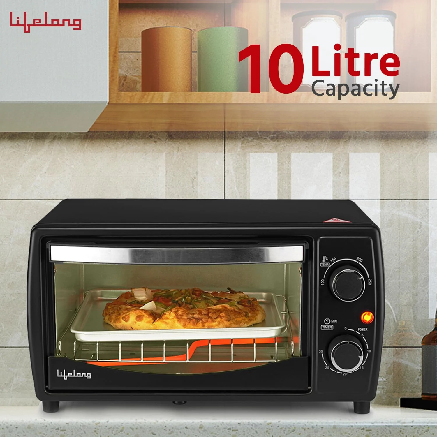 Lifelong OTG 10 Litre - Electric Oven Toaster Griller for Kitchen- 1000 W Auto Shut Off & 30 Minute Timer Control - Machine for Baking Pizza, Cake, Grilling Chicken & Toasting Bread at Home (LLOT10) - Image 7