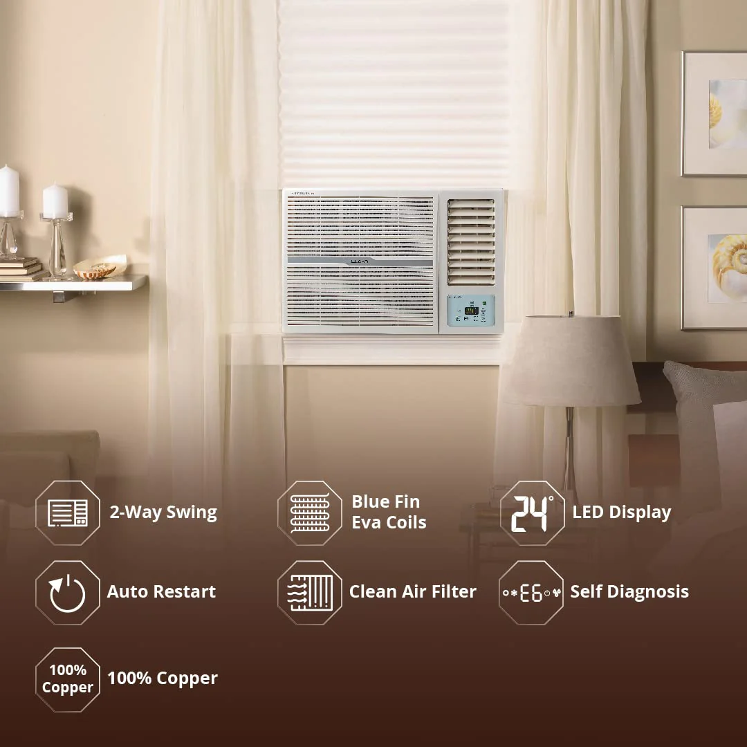 Lloyd 1.0 Ton 3 Star Fixed Speed Window AC (Copper,White with Silver Deco Strip, GLW12C3XWSEW) - Image 5