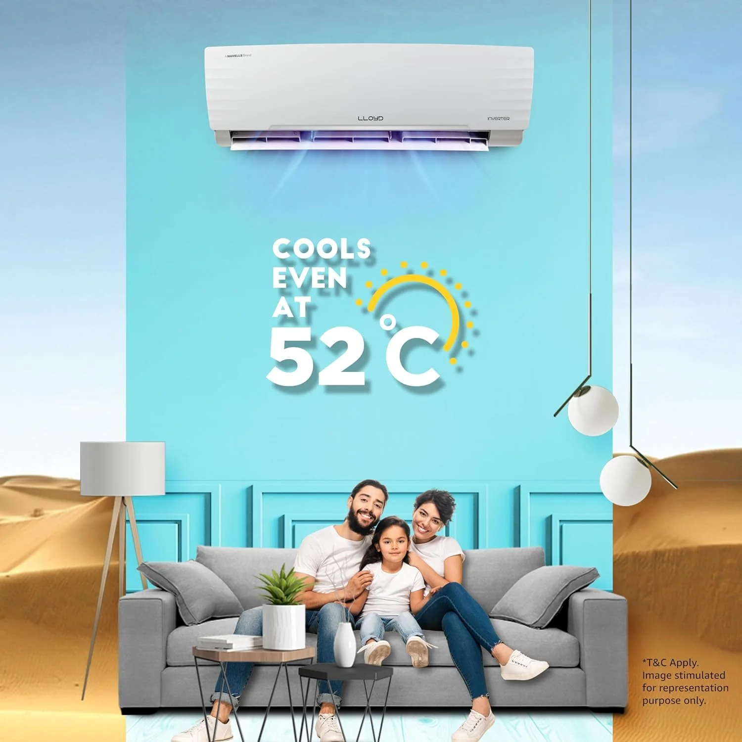 Havells Lloyd 1.5 Ton 3 Star Inverter Split AC (5 in 1 Convertible, Cools Even at 52°C, Turbo Cool, Anti Corrosion Coating, 100% Copper, White, GLS18I3FWAGC/GLS18I3FWGSC) - Image 2