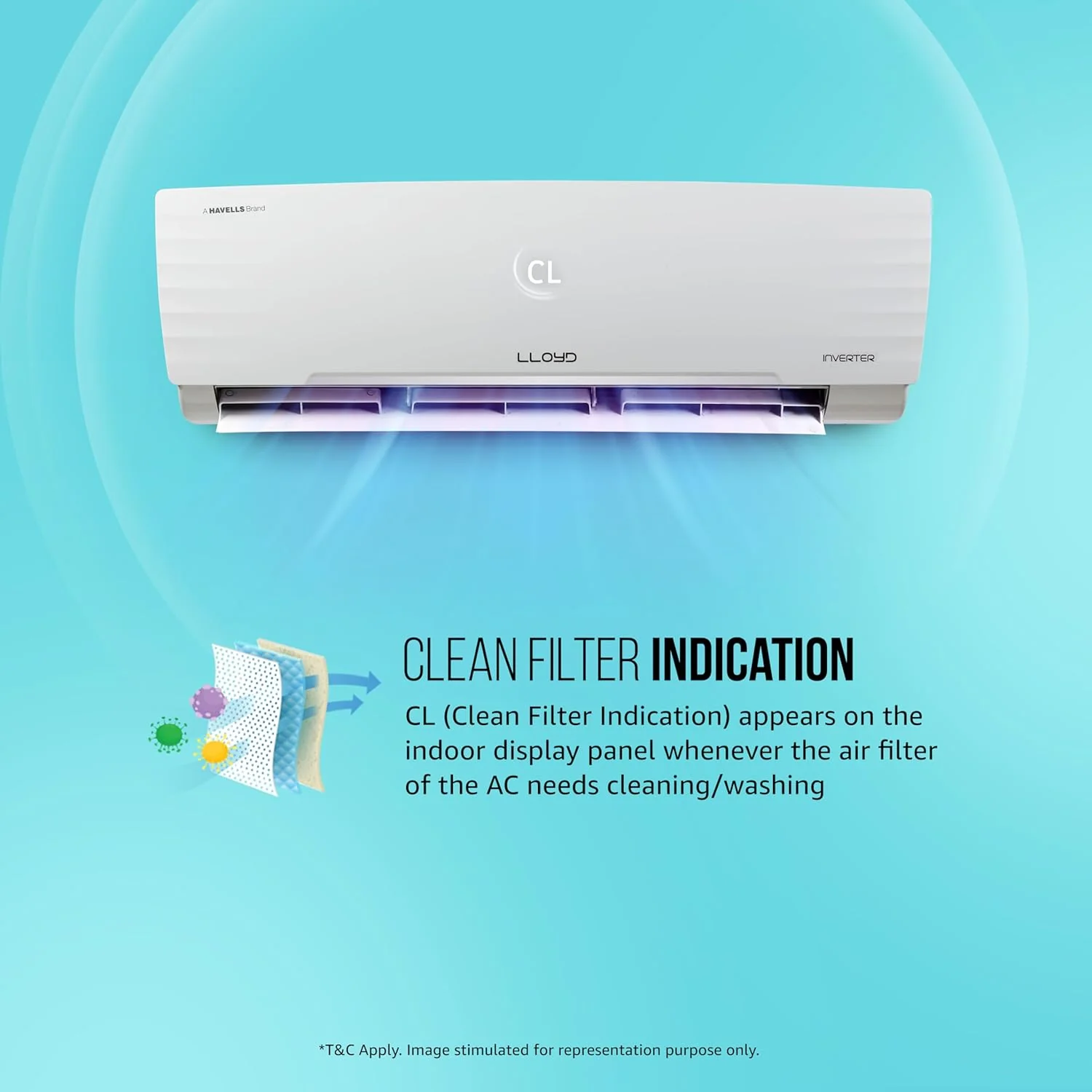 Lloyd 1 Ton 5 Star Inverter Split AC (5 in 1 Convertible, Cools Up To 52°C, Smart 4 Way Air Swing, Turbo Cool, Installation Check, 100% Copper, White, GLS12I5FWBEV) - Image 3