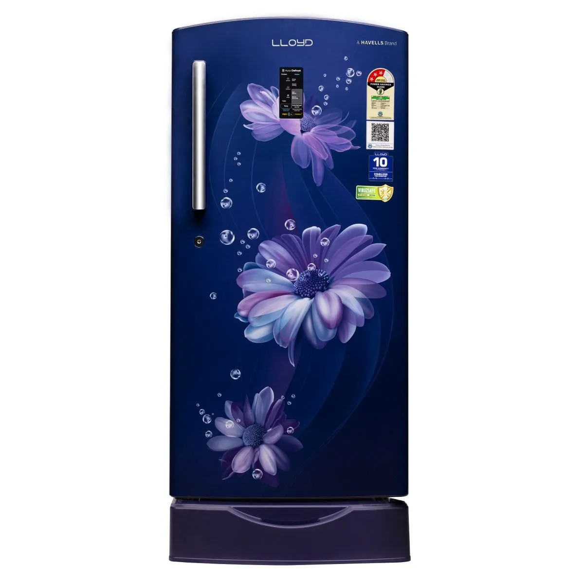 Lloyd 195 L 3 Star Direct Cool Single Door Refrigerator with Auto Defrost, Rapid Freeze, Bactshield, Viruzsafe Handle &amp; Honeycomb Crisper | (GLDC213SDBB2GC, Daisy Blue)