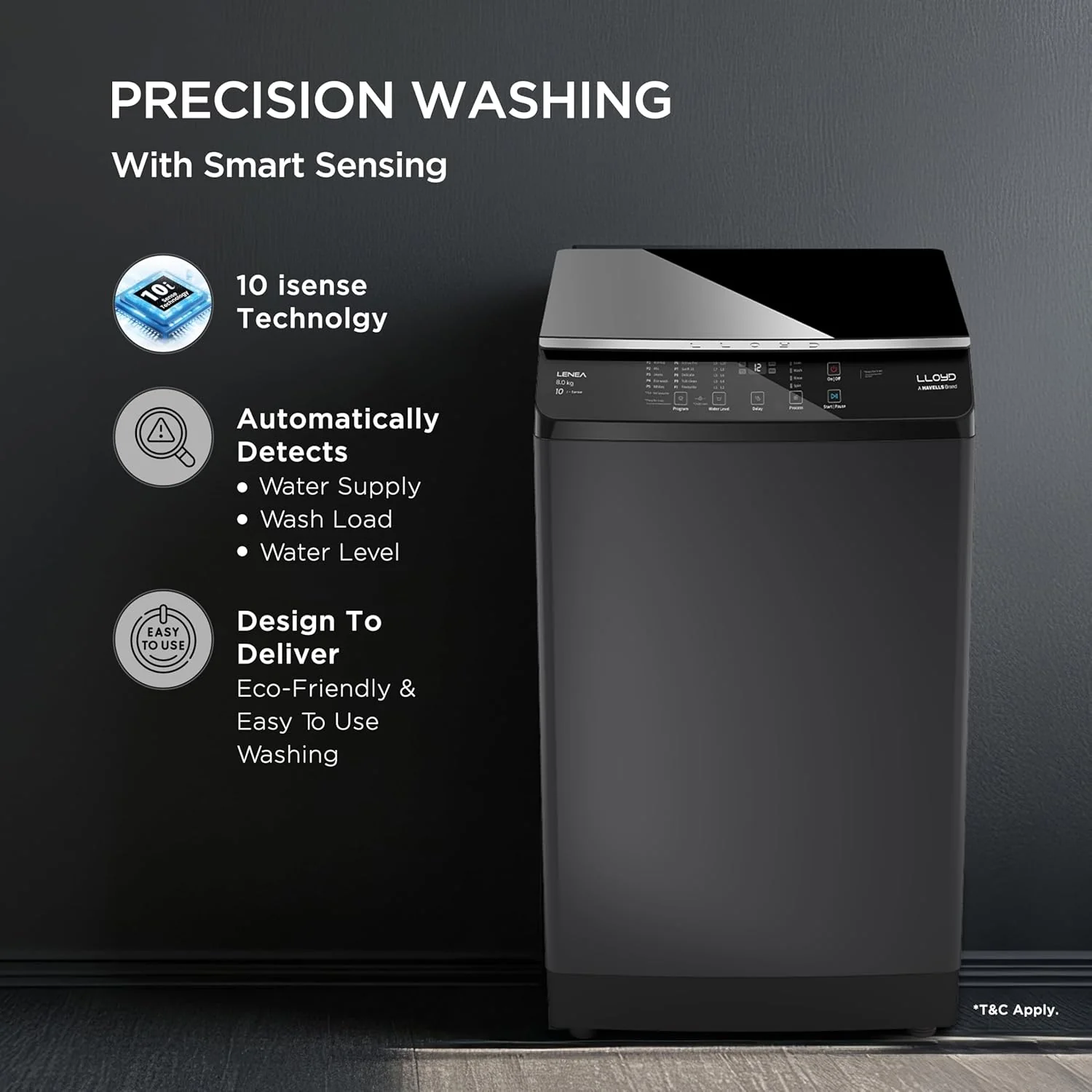 Lloyd 8 kg 5 Star Fully Automatic Top Load Washing Machine I 5D Ultra Wash with Dual Detergent Case (GLWT805L50EB, Ebony Black) - Image 2