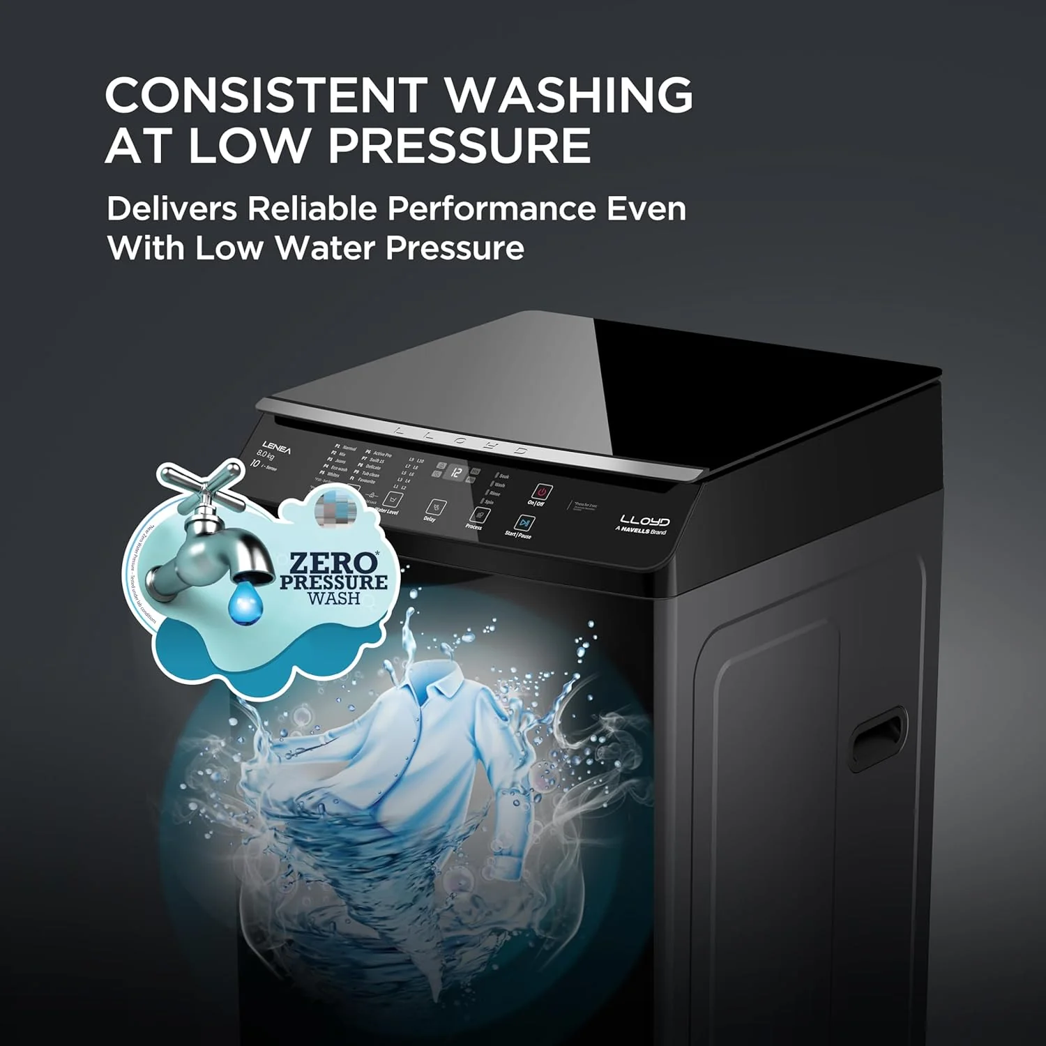 Lloyd 8 kg 5 Star Fully Automatic Top Load Washing Machine I 5D Ultra Wash with Dual Detergent Case (GLWT805L50EB, Ebony Black) - Image 6