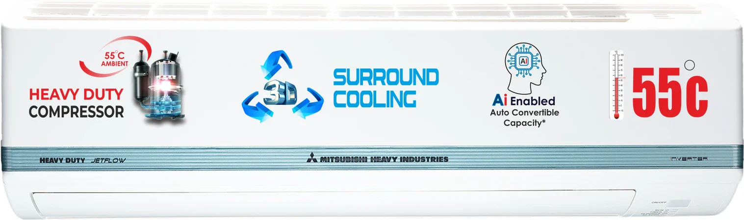 Mitsubishi Heavy Industries 1.6 Ton 2 Star Split AC (SRK20CAPDA-W, White) | Heavy Duty Cooling | 100% Copper Condenser | Jet Airflow | Stabilizer-Free Operation | 2026 Model - Image 2