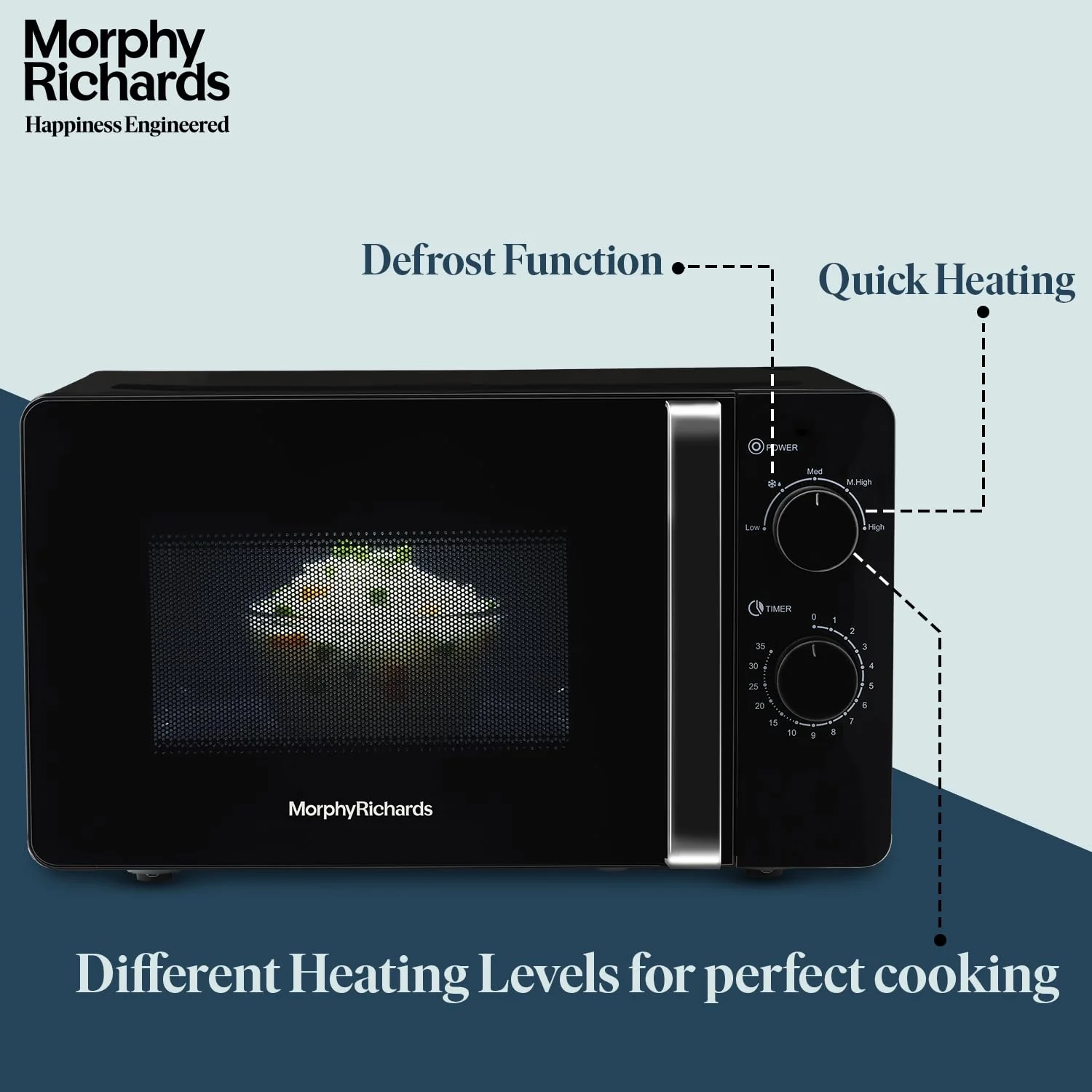 Morphy Richards 20 Litres Solo Microwave Oven| 6 Power Levels| Timer Function|Defrost| Overheat Protection with Auto Shut Off| 2 Year Product Warranty | Black - Image 4