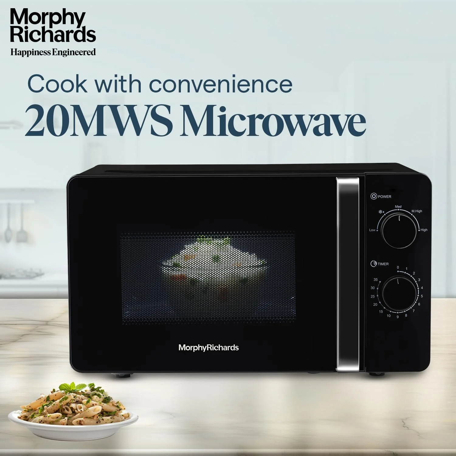 Morphy Richards 20 Litres Solo Microwave Oven| 6 Power Levels| Timer Function|Defrost| Overheat Protection with Auto Shut Off| 2 Year Product Warranty | Black - Image 2