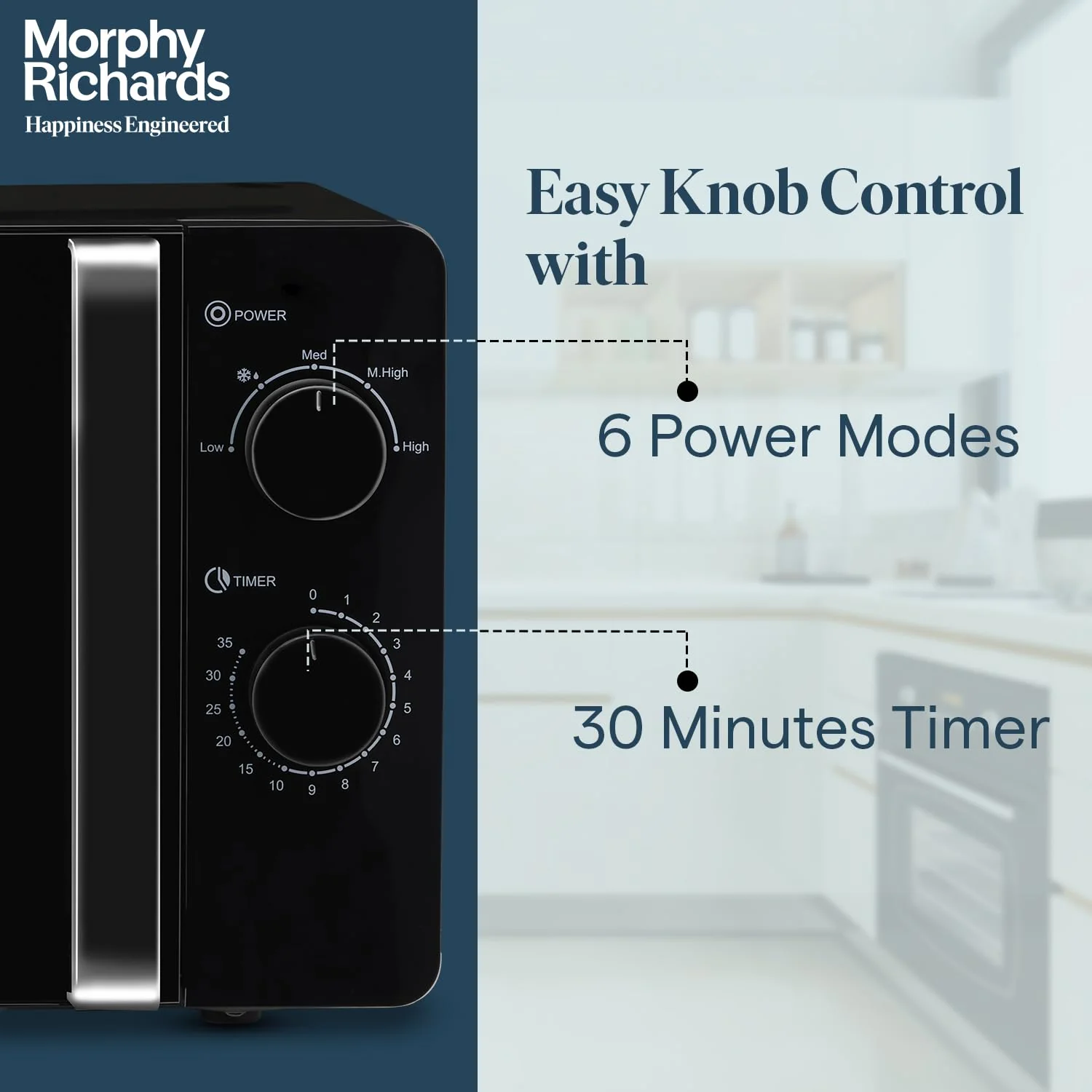 Morphy Richards 20 Litres Solo Microwave Oven| 6 Power Levels| Timer Function|Defrost| Overheat Protection with Auto Shut Off| 2 Year Product Warranty | Black - Image 3