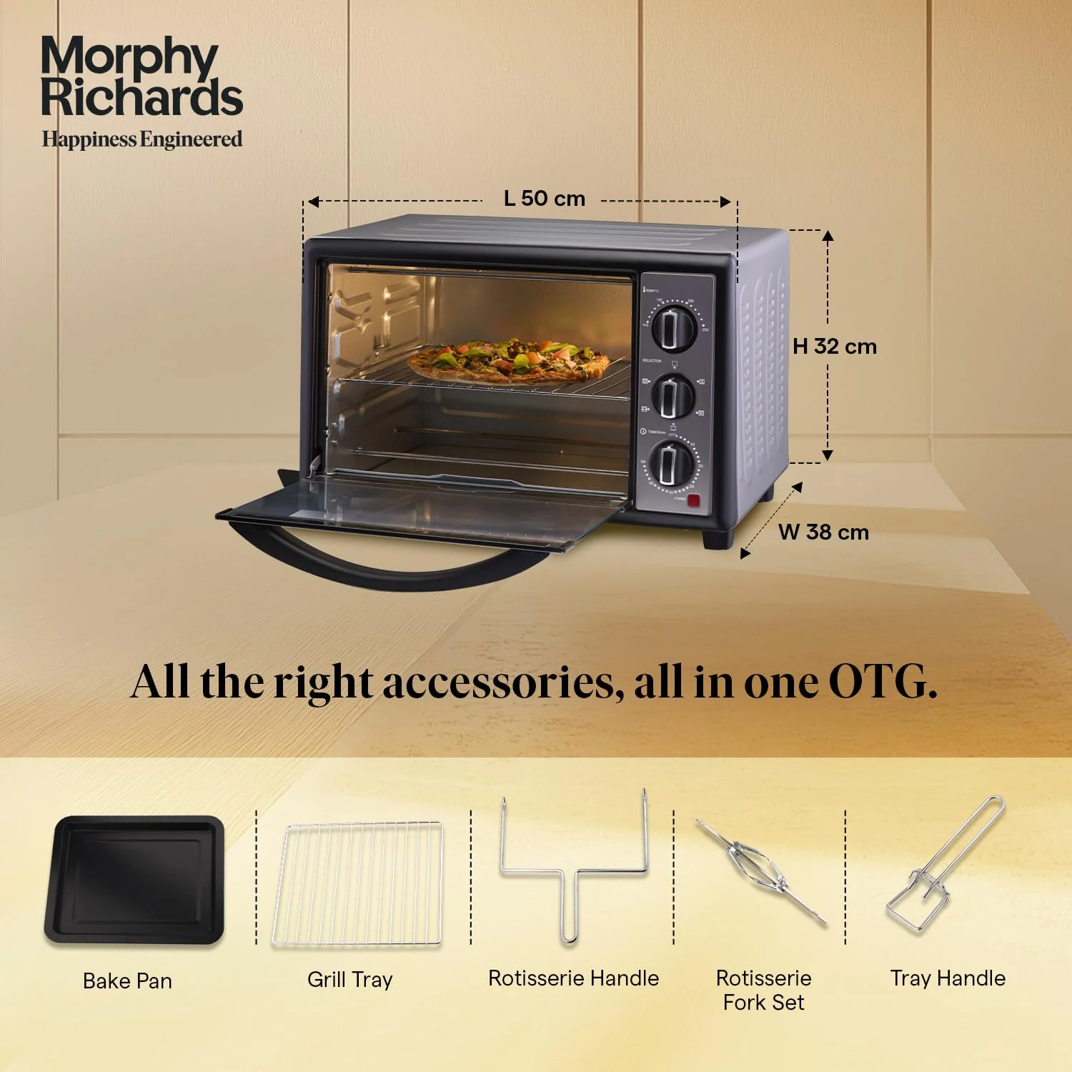 Morphy Richards 30 RC OTG | 30L Oven Toaster Griller | Rotisserie | Multi-Function Baking, Roasting, Grilling & Toasting | 2-Year Warranty | Black - Image 2