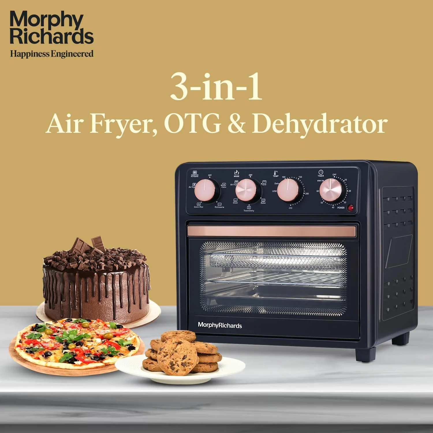 Morphy Richards AirCrisp 25 Litre Air Fryer Oven| In built Air Fryer and OTG| Capacity - 25L|Product Warranty - 2 Years|Black and Rose Gold - Image 7