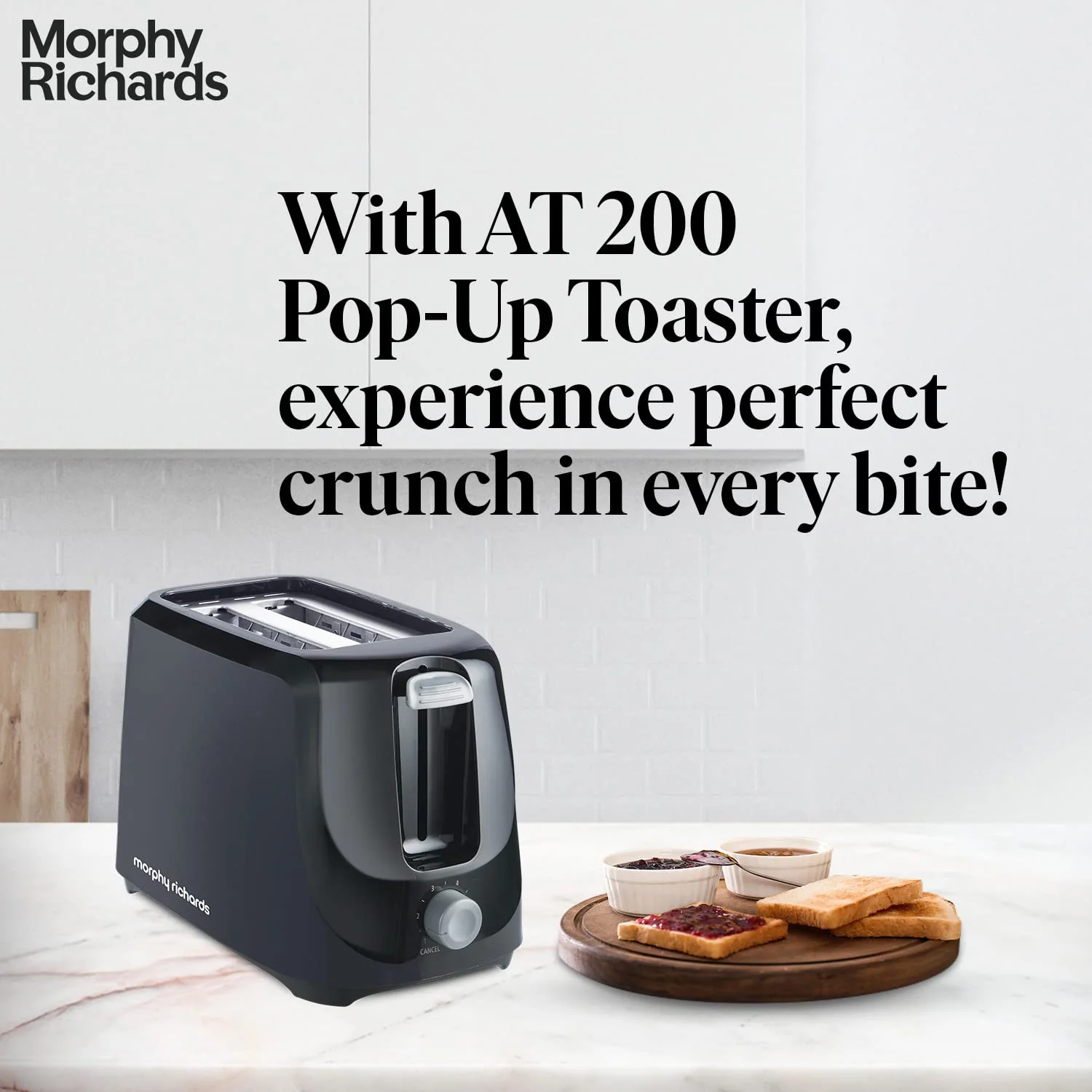 Morphy Richards AT 200 Bread Toaster|700W Toaster 2 slices|6 Different Browning Controls|Removable Crumb Tray|Cool Touch Body With Anti-Skid Feet|Wider Slots &amp; Hi-Lift Feature|Black - Image 3