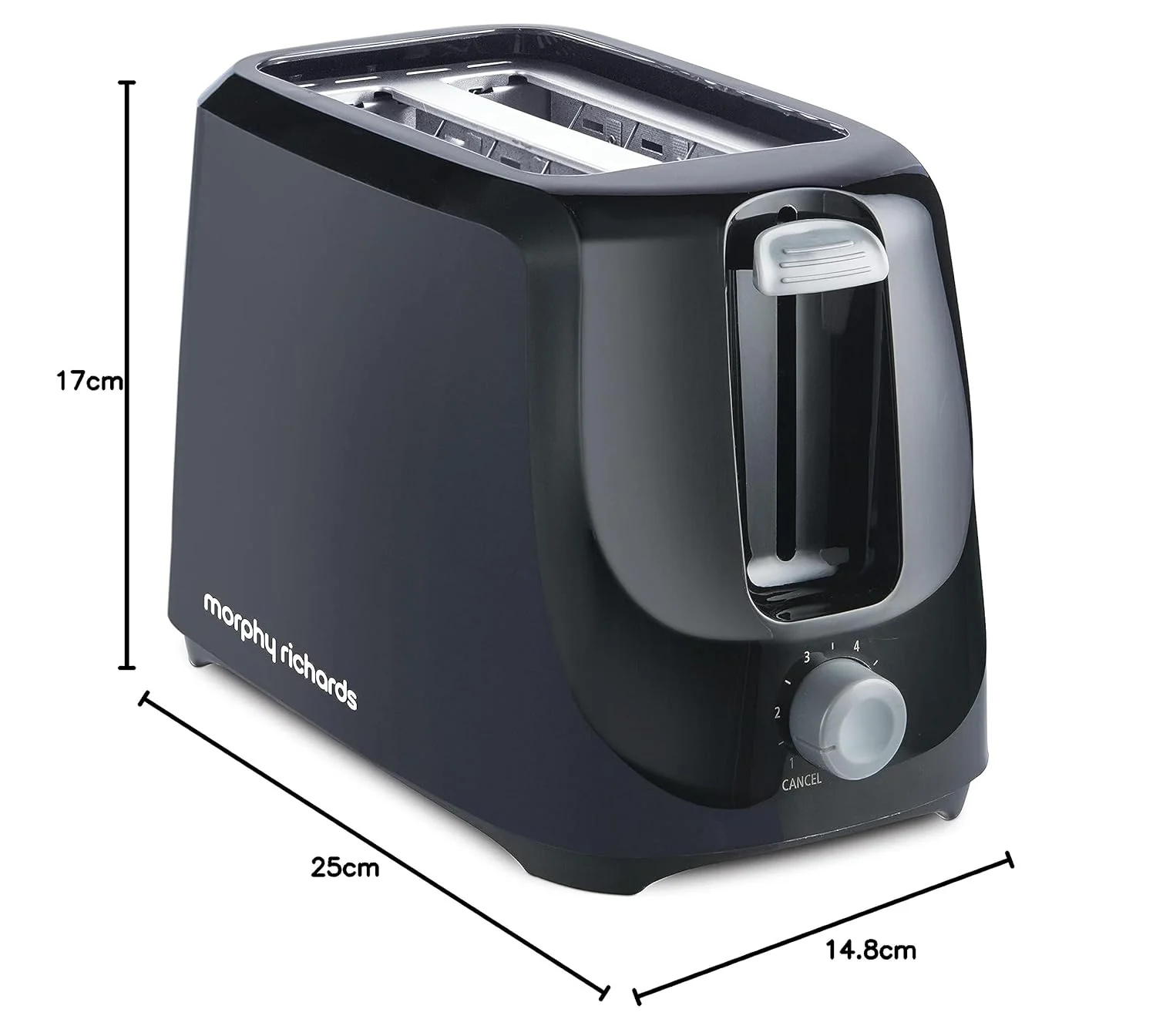 Morphy Richards AT 200 Bread Toaster|700W Toaster 2 slices|6 Different Browning Controls|Removable Crumb Tray|Cool Touch Body With Anti-Skid Feet|Wider Slots &amp; Hi-Lift Feature|Black - Image 4