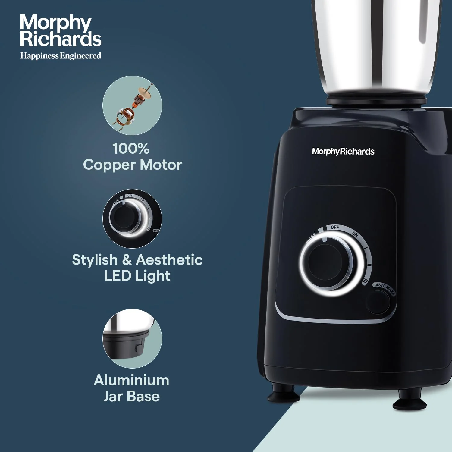 Morphy Richards Grindpro Maxx 4 Jar 1000W Mixer Grinder, Black - Image 4