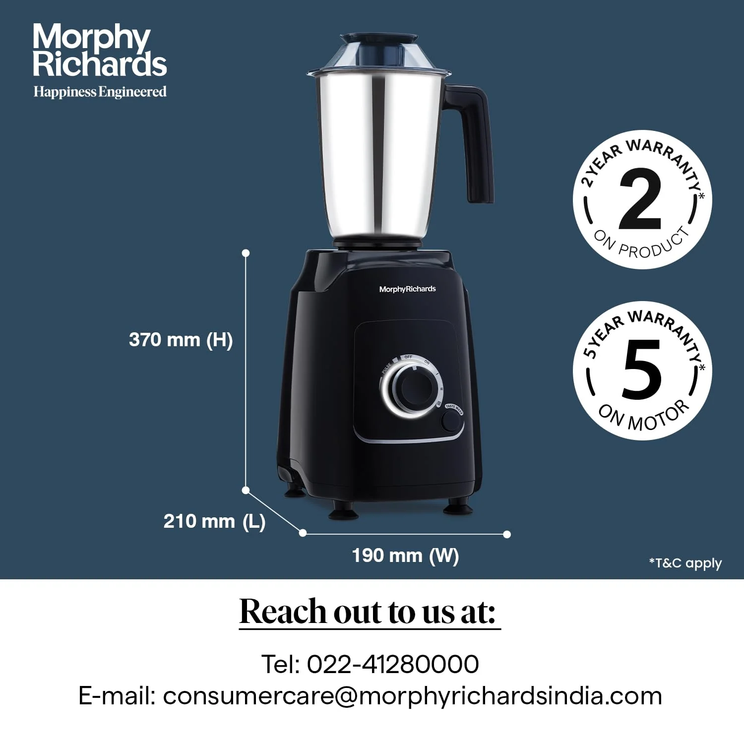 Morphy Richards Grindpro Maxx 4 Jar 1000W Mixer Grinder, Black - Image 5