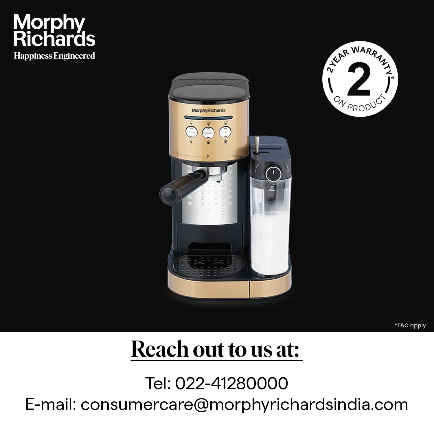 Morphy Richards Kaffeto 1350 W Milk Frother and Coffee Maker - Image 6