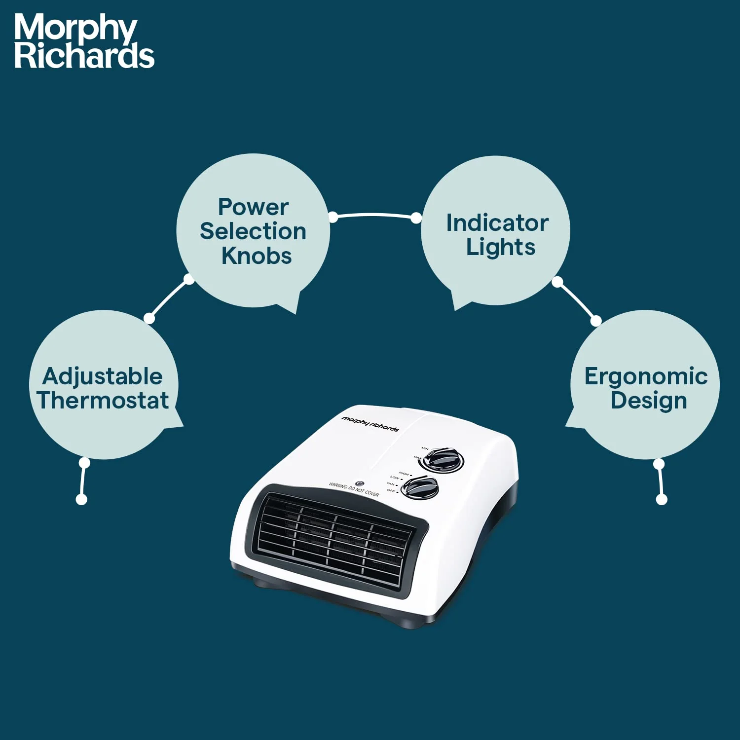 Morphy Richards Orbit 2000 Watts PTC Room Heater (White) - Image 2