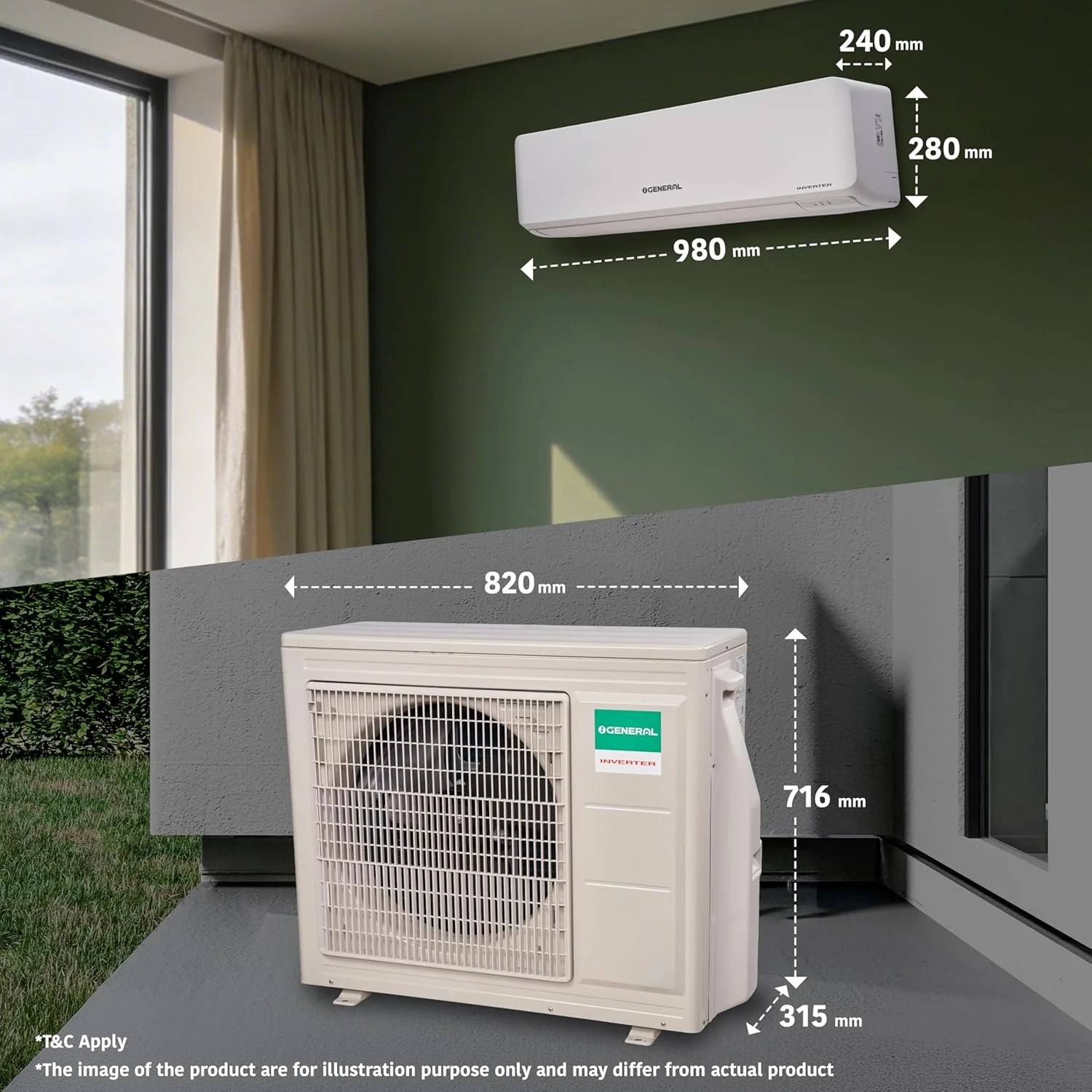 O-General 2 Ton 3 Star Efficient & Tropical Inverter - Hot & Cold Split Ac (Copper, Anti-Viral + Pm 2.5 Filter, Asgg24Kjta-B) - Image 2