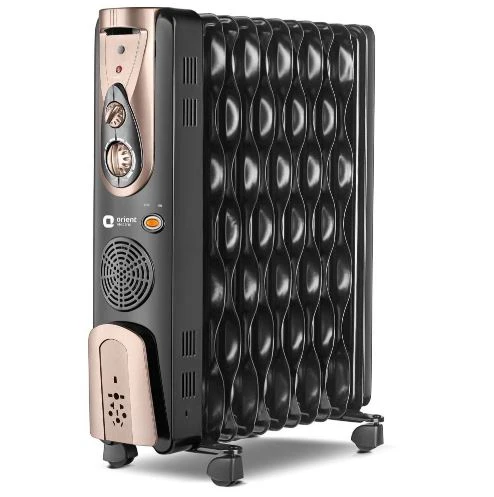 ORIENT Electric Comfort Collection 11 Fin Oil Filled Radiator 2900 Watts Room Heater with Fan (Black, Champagne Gold) - Image 2