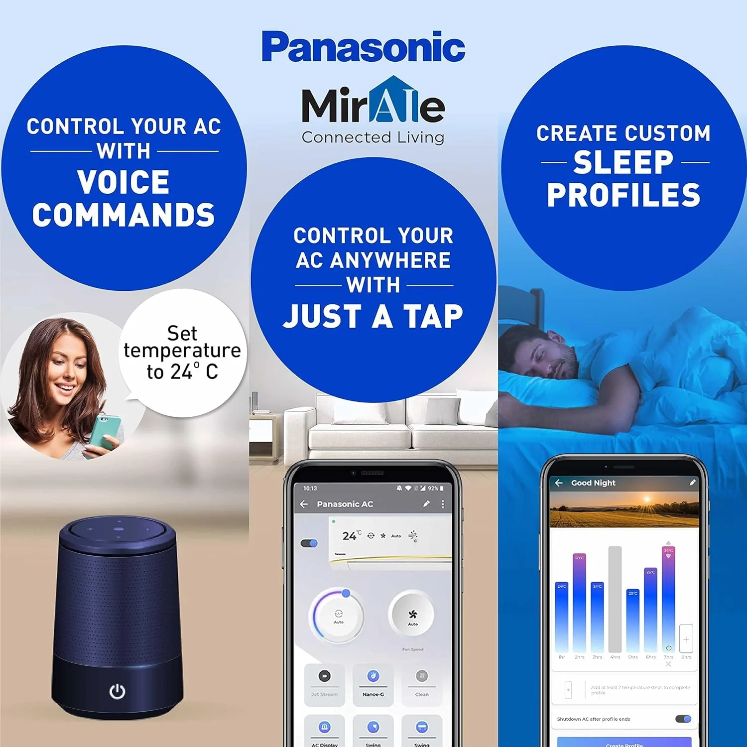 Panasonic 1 Ton 5 Star Wi-Fi Inverter Smart Split AC (Copper Condenser, 7 in 1 Convertible with True AI Mode, 4 Way Swing, nanoe-G Air Purification Technology, CS/CU-XU12AKYF, White) - Image 3