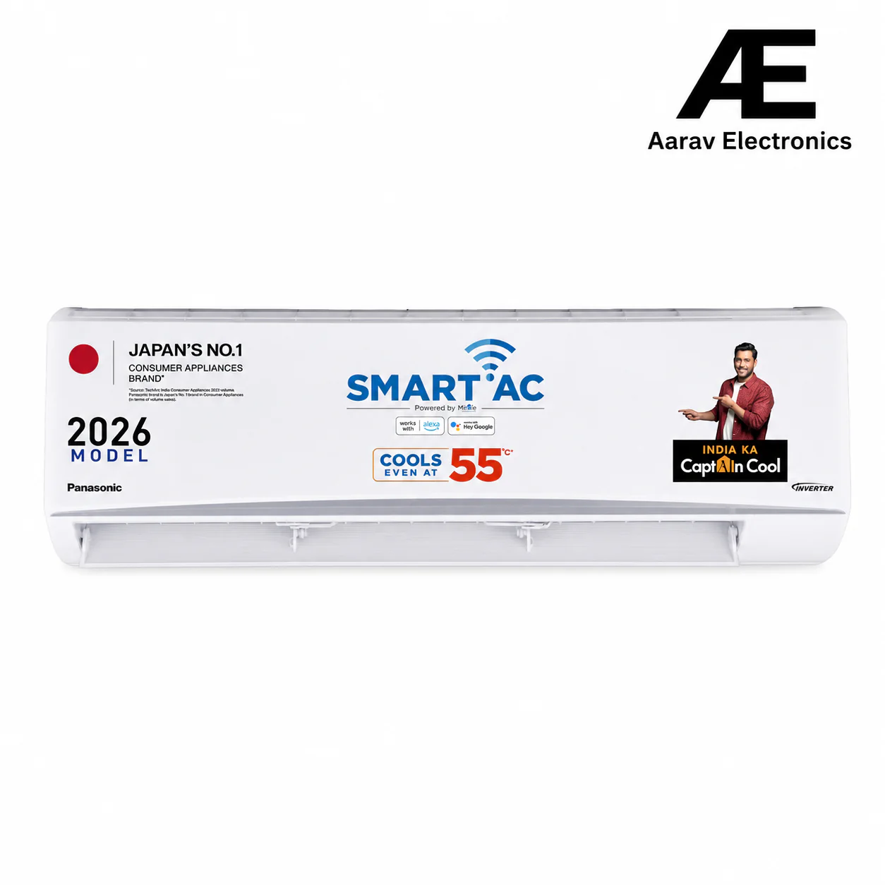 Panasonic 2.5 Ton 3Star,New star rated, Premium WiFi Inverter Smart Split AC(Matter Enabled, AI,Higher Airflow, Crystal Clean, Copper Cond., 8in1 Convertible, 4-Way, PM0.1 Filter,CS/CU-QU30CKYFM,White