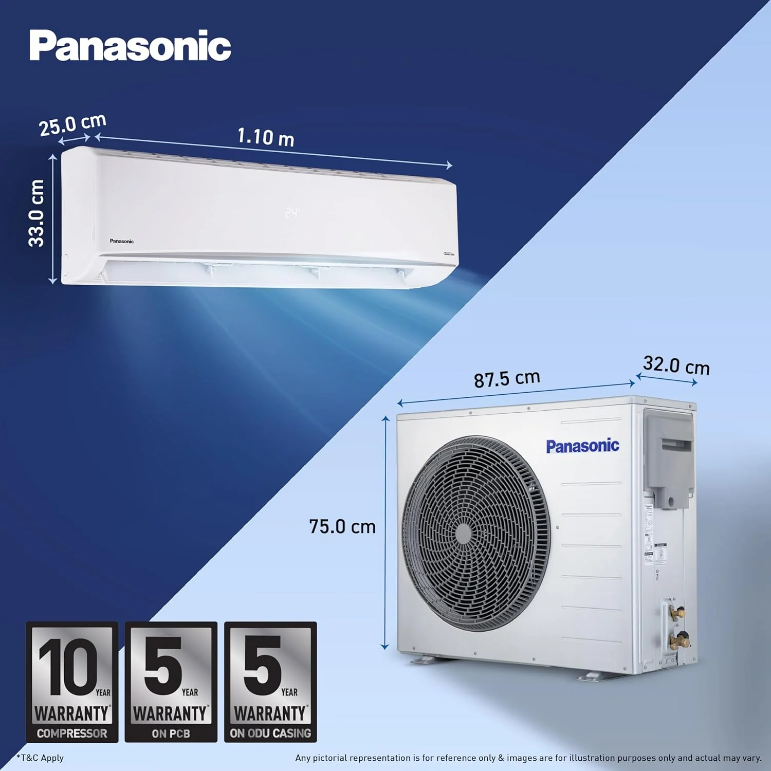 Panasonic 2.5 Ton 3Star,New star rated, Premium WiFi Inverter Smart Split AC(Matter Enabled, AI,Higher Airflow, Crystal Clean, Copper Cond., 8in1 Convertible, 4-Way, PM0.1 Filter,CS/CU-QU30CKYFM,White - Image 7