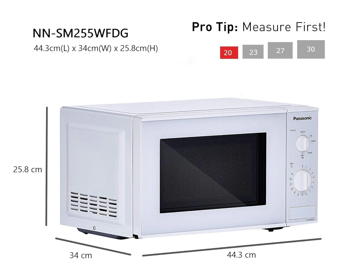 Panasonic 20L Solo Microwave Oven(NN-SM255WFDG,White) - Image 6