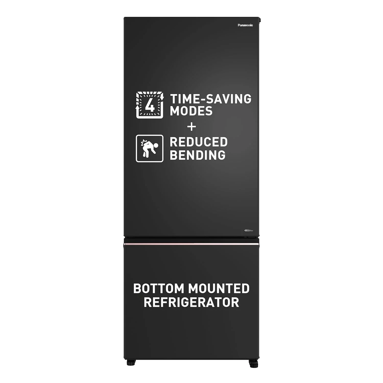 Panasonic 400L 2 Star Prime Convertible 6-Stage Smart Inverter Frost-Free Double Door Bottom Mount Refrigerator (NR-BK415BQKN, Diamond Black,Jumbo Fresh Vegetable Basket,Net Capacity 357L)