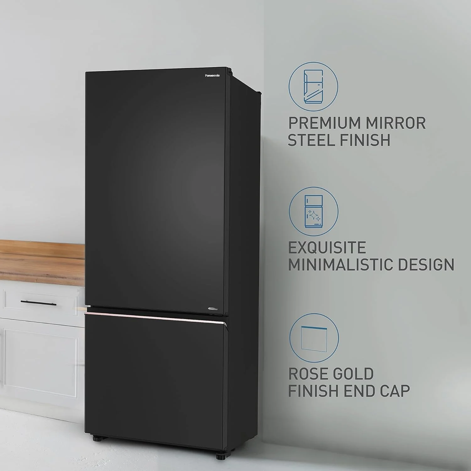 Panasonic 400L 2 Star Prime Convertible 6-Stage Smart Inverter Frost-Free Double Door Bottom Mount Refrigerator (NR-BK415BQKN, Diamond Black,Jumbo Fresh Vegetable Basket,Net Capacity 357L) - Image 2