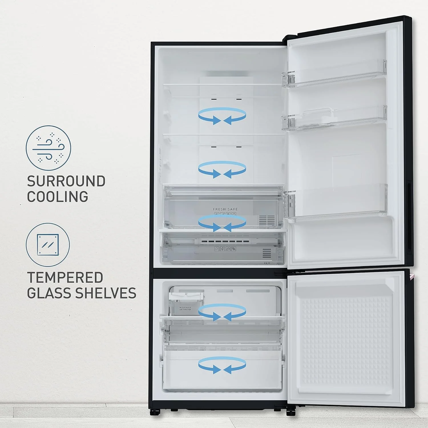 Panasonic 400L 2 Star Prime Convertible 6-Stage Smart Inverter Frost-Free Double Door Bottom Mount Refrigerator (NR-BK415BQKN, Diamond Black,Jumbo Fresh Vegetable Basket,Net Capacity 357L) - Image 5