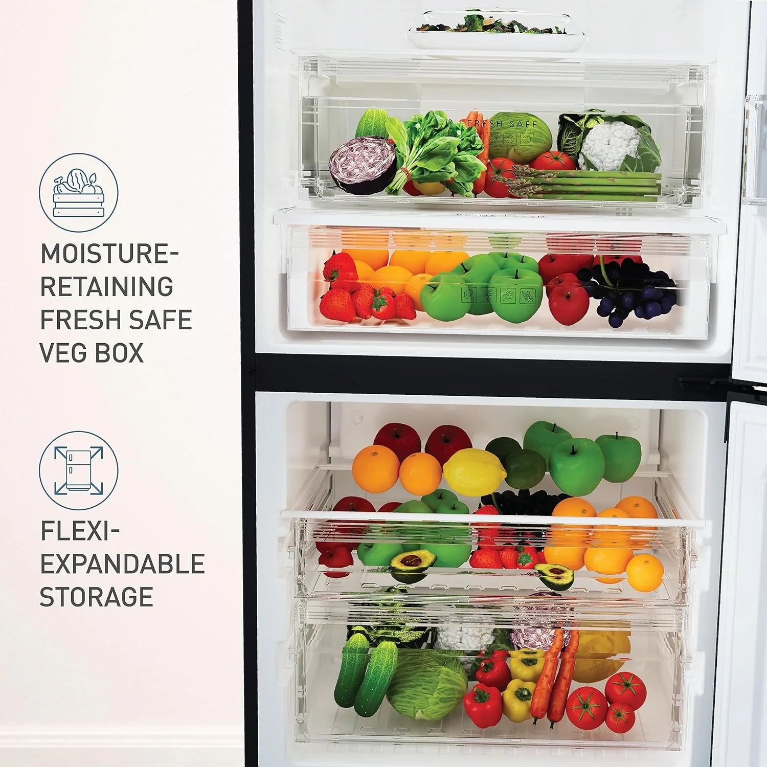 Panasonic 400L 2 Star Prime Convertible 6-Stage Smart Inverter Frost-Free Double Door Bottom Mount Refrigerator (NR-BK415BQKN, Diamond Black,Jumbo Fresh Vegetable Basket,Net Capacity 357L) - Image 6