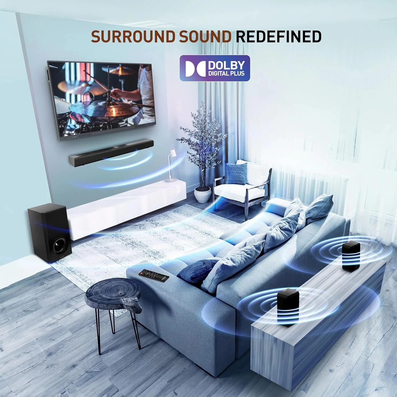 Panasonic 5.1 Ch Sound Bar With 3D Surround Sound 600W With Wireless Surround Speakers Dolby Digital plus Tpuch Control (250W+70*5W),BT 5.3, USB,HDMI ARC,Optical,Aux With Remote Control &Display - Image 4