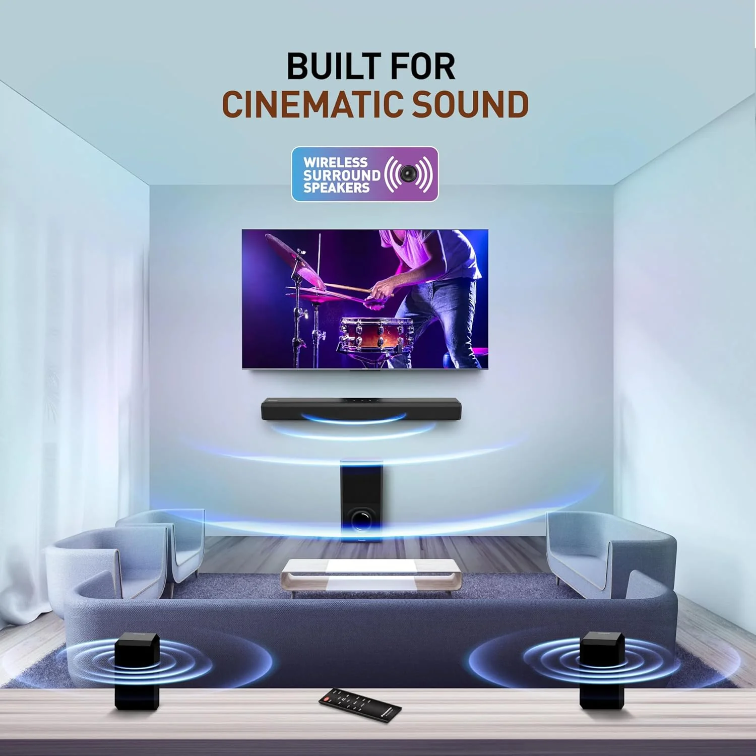 Panasonic 5.1 Ch Sound Bar With 3D Surround Sound 600W With Wireless Surround Speakers Dolby Digital plus Tpuch Control (250W+70*5W),BT 5.3, USB,HDMI ARC,Optical,Aux With Remote Control &Display - Image 5